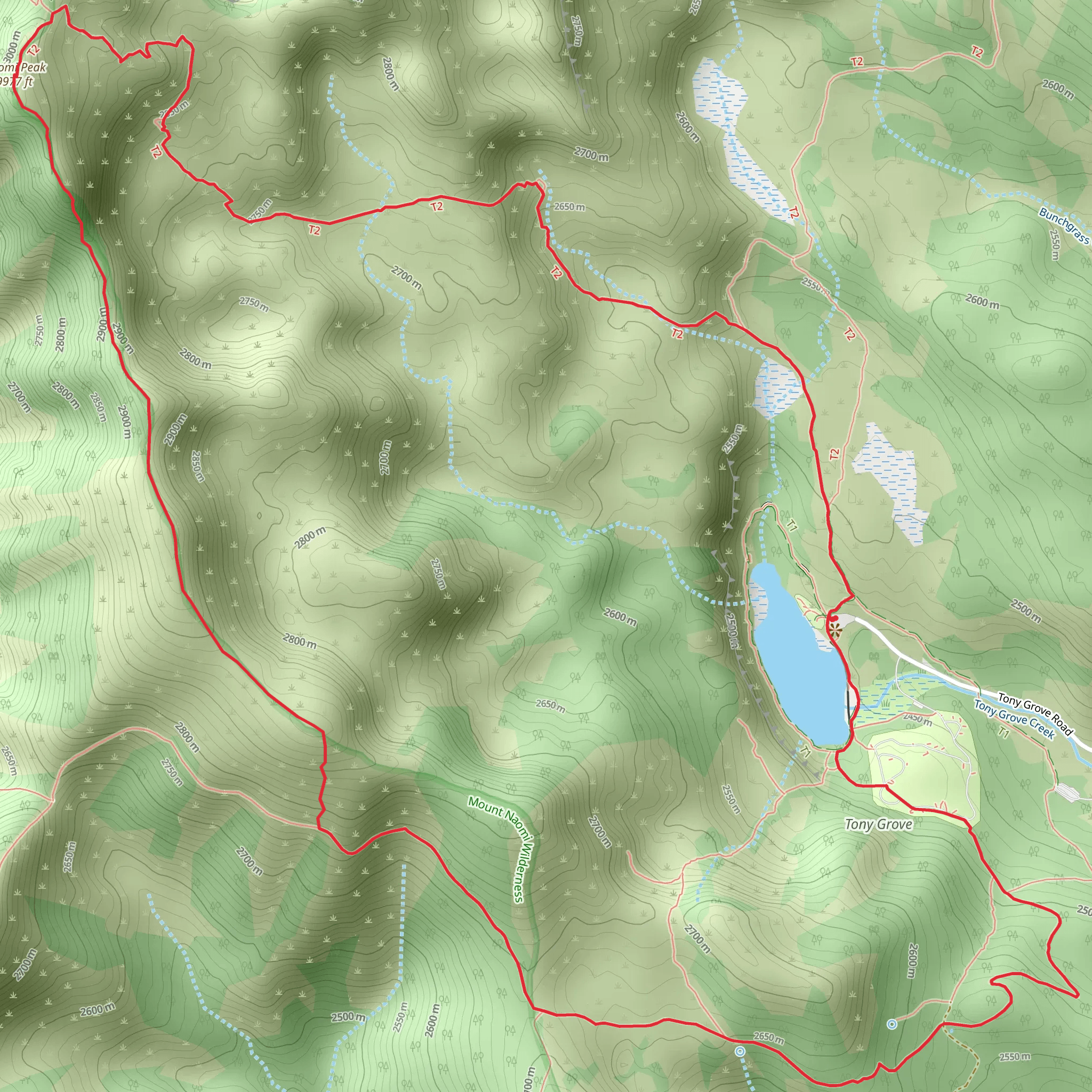 Smithfield Canyon Trail and Naomi Peak Trail mobile static map