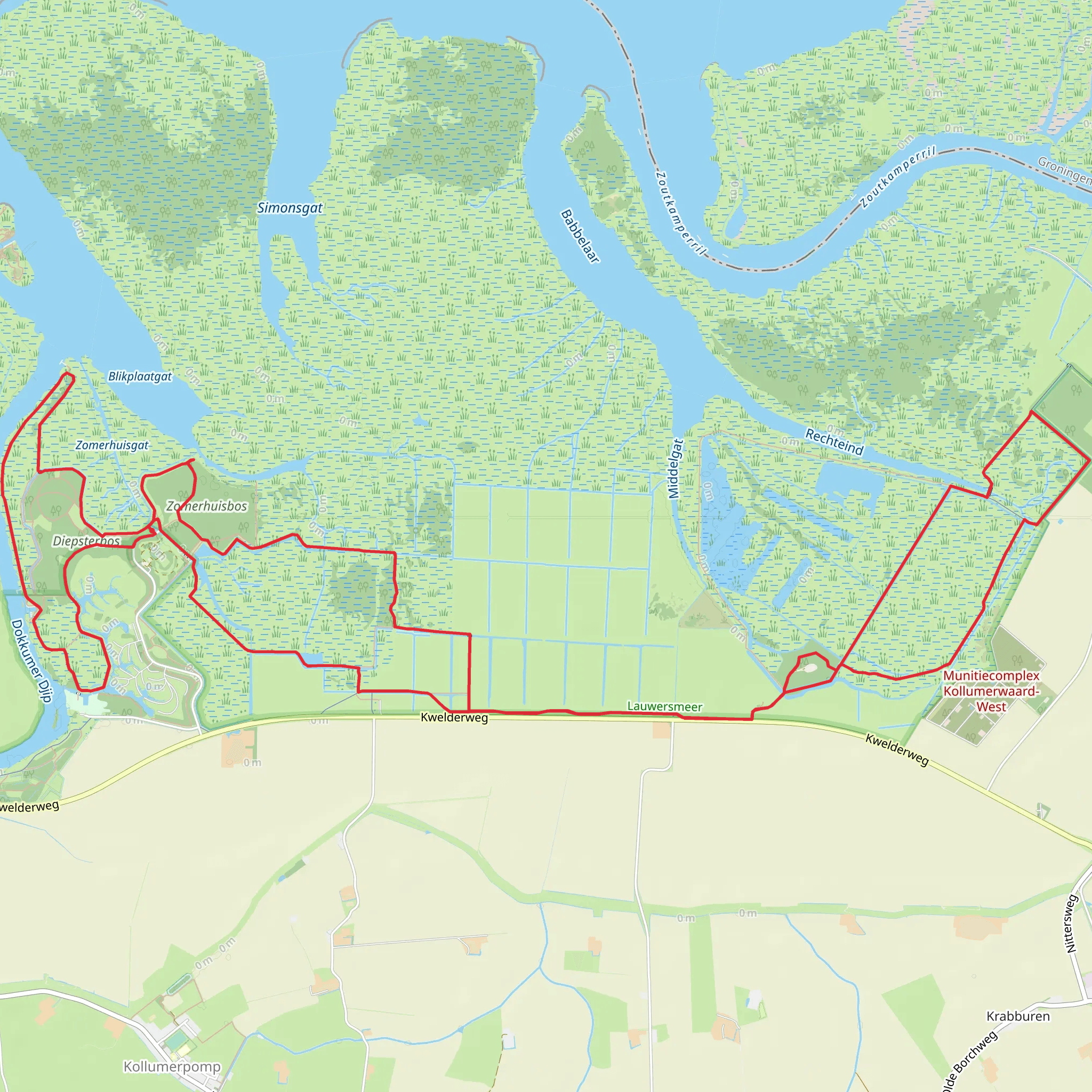 Kollumeroord, Zomerhuisbos and Kollumerwaard Loop mobile static map