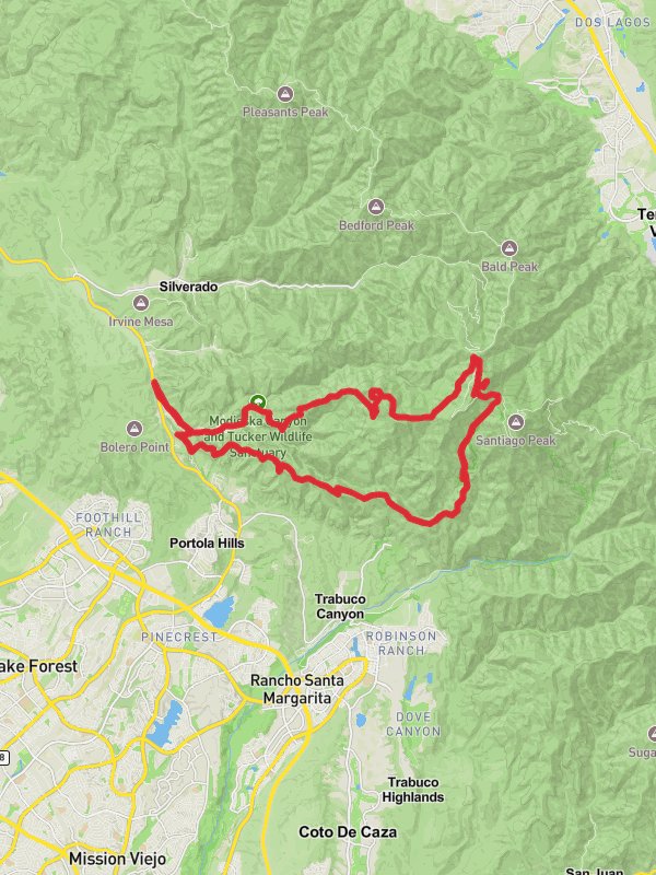 Modjeska Peak and Old Camp Loop via Santiago Creek and Joplin Trail