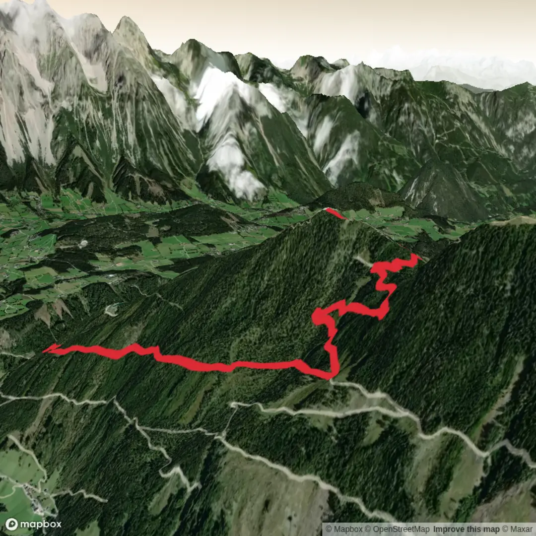 An image depicting the trail Summit of Hochwurzen to the Valley and its surrounding area.