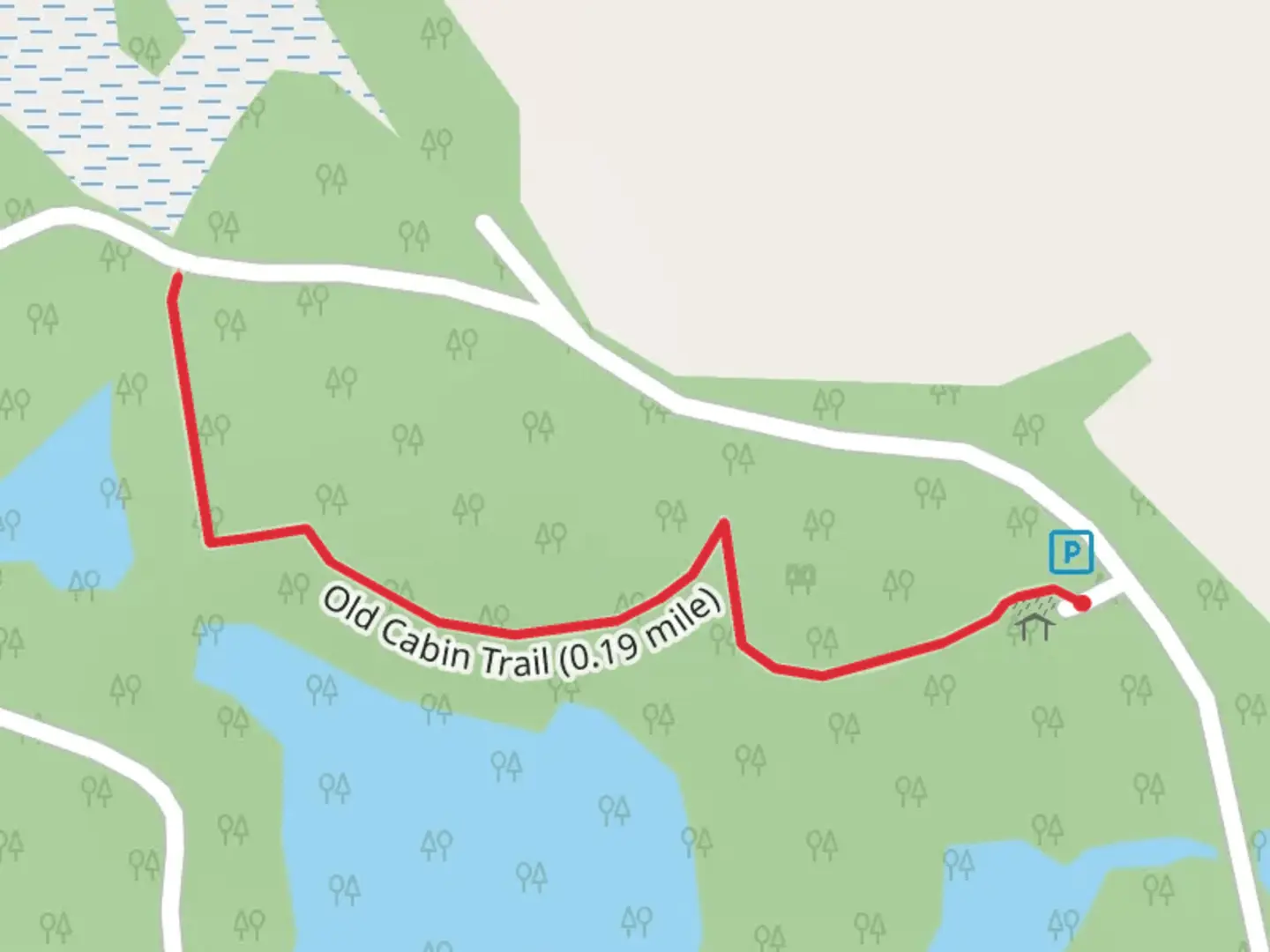 An image depicting the trail Old Cabin Trail and its surrounding area.