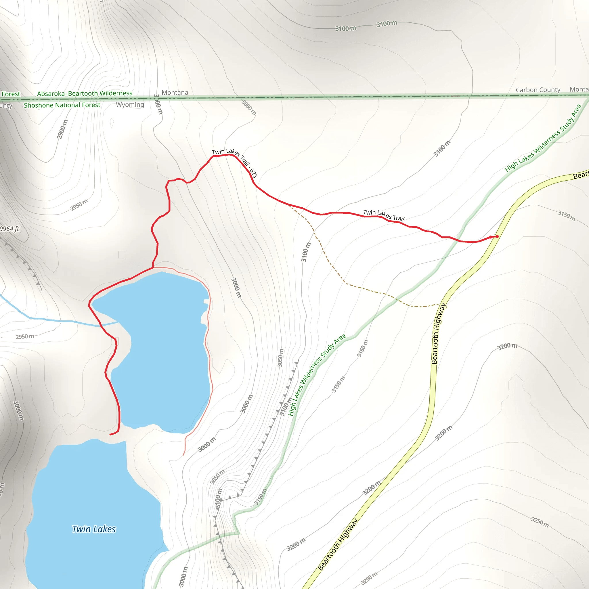 Twin Lakes Trail mobile static map