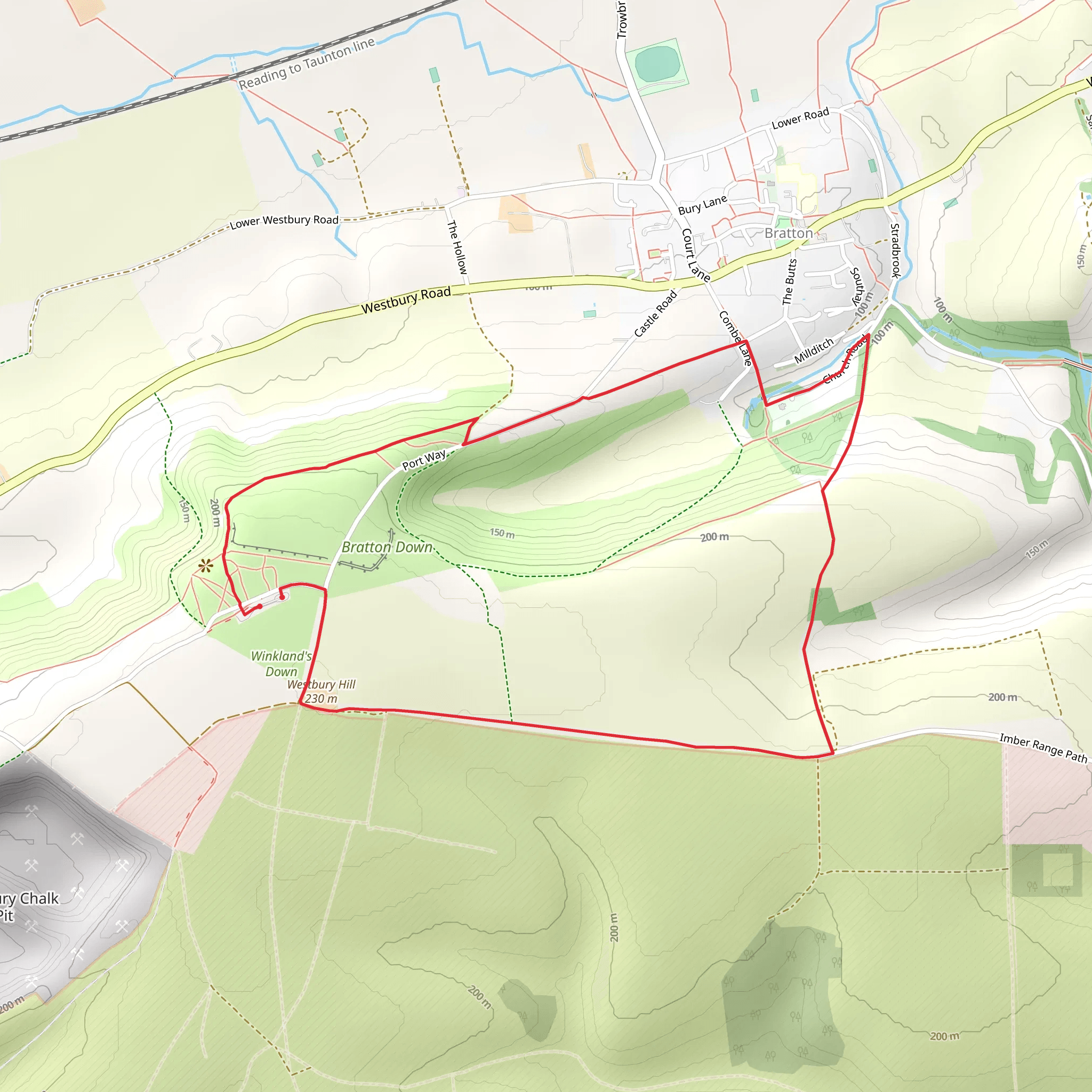 Westbury Hill and Bratton Down Loop mobile static map