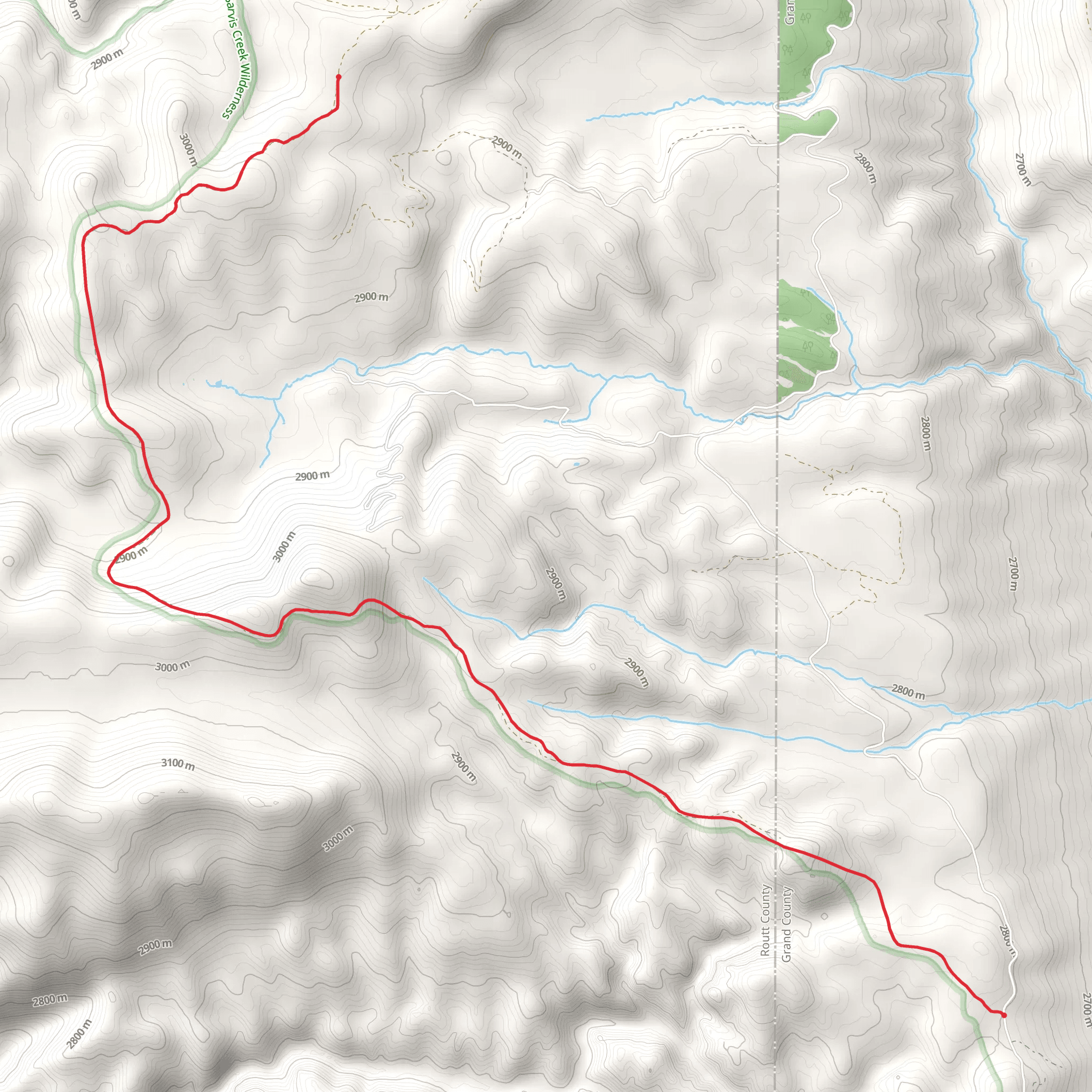 Routt Divide Trail mobile static map