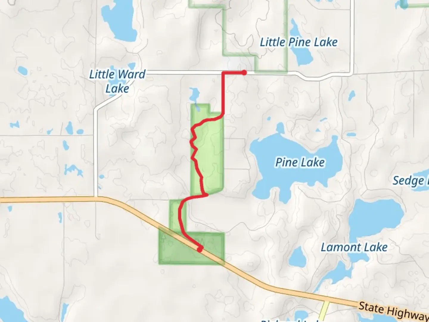 An image depicting the trail Ice Age Trail - Pine Lake and its surrounding area.