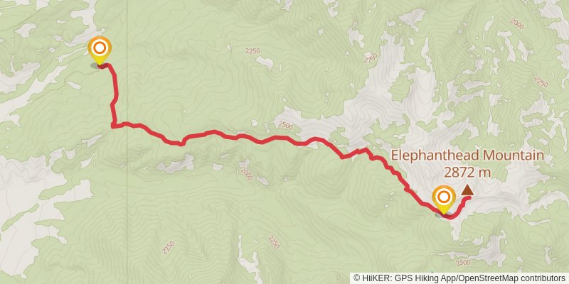 North Fork Deep Creek Trail to Elephanthead Mountain stage 2 Map