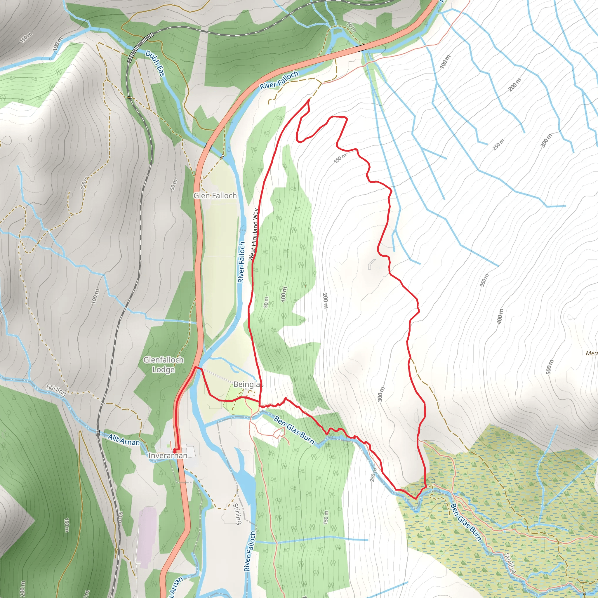 Beinglas Falls Loop from Inverarnan mobile static map