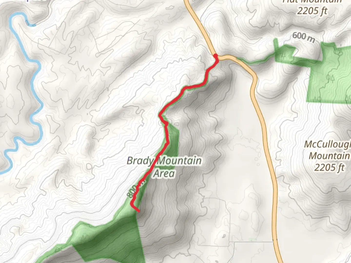 An image depicting the trail Brady Bluff Overlook via Brady Mountain Trail and its surrounding area.