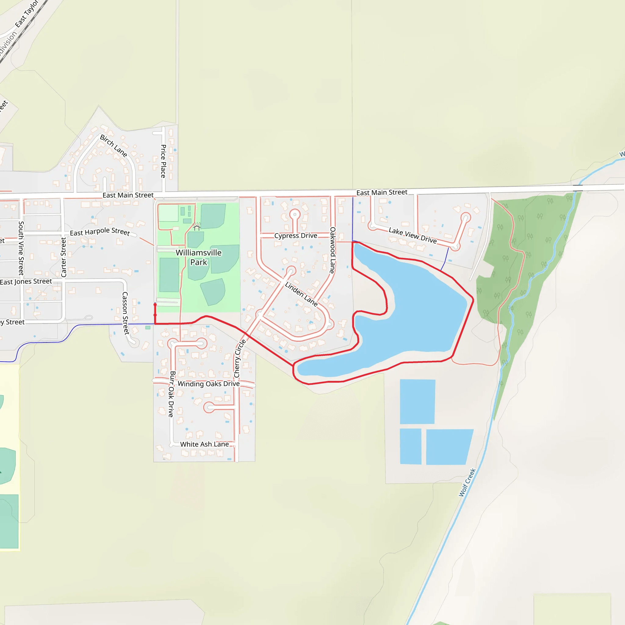 Williamsville Park Pond Loop mobile static map