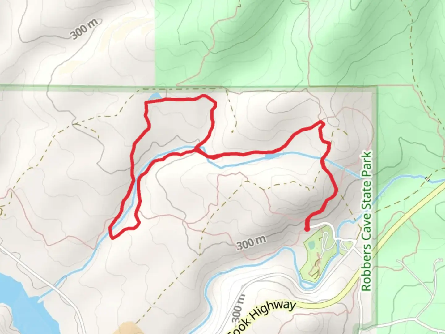 An image depicting the trail Rough Canyon and Cattail Pond Loop and its surrounding area.