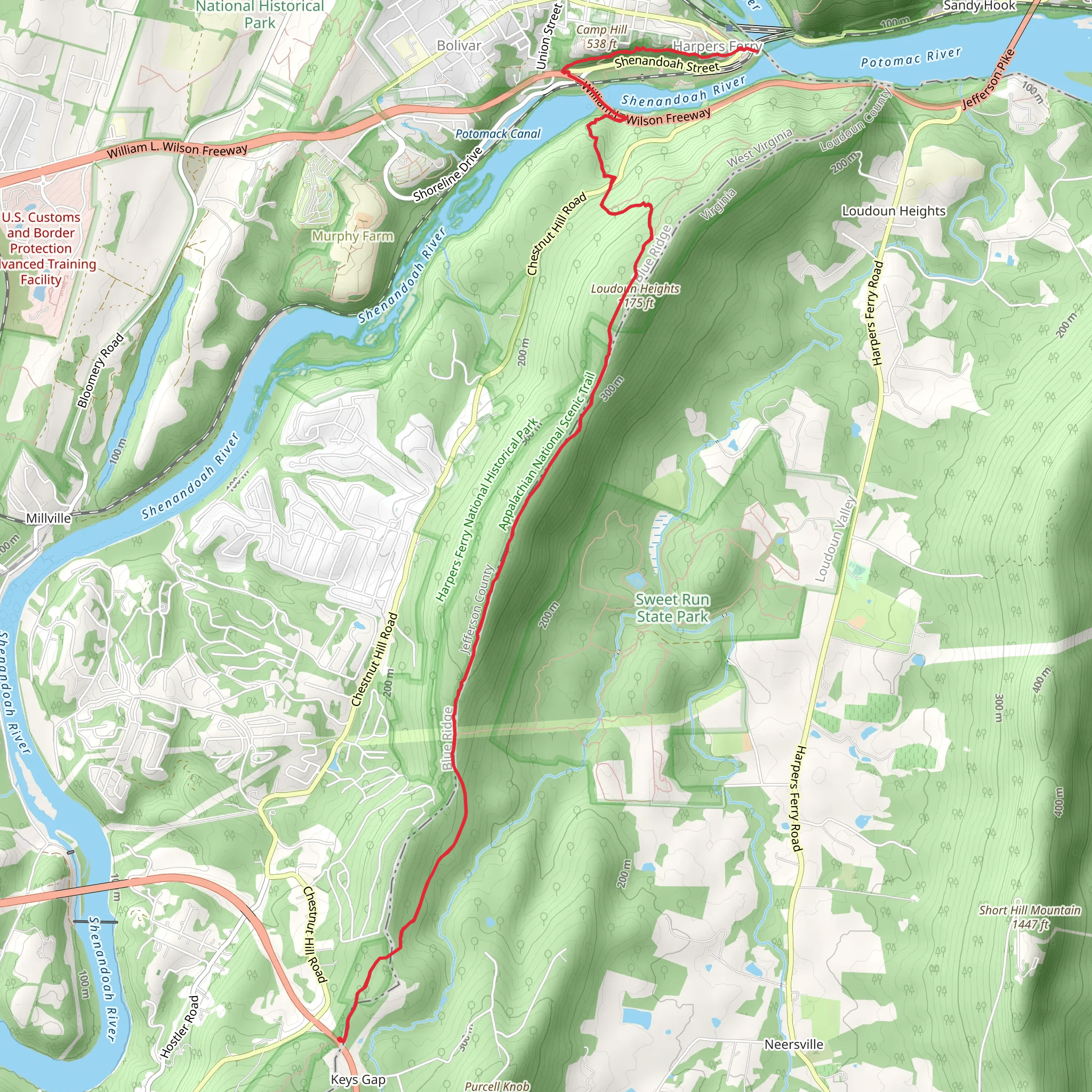 Appalachian Trail from Keys Gap mobile static map