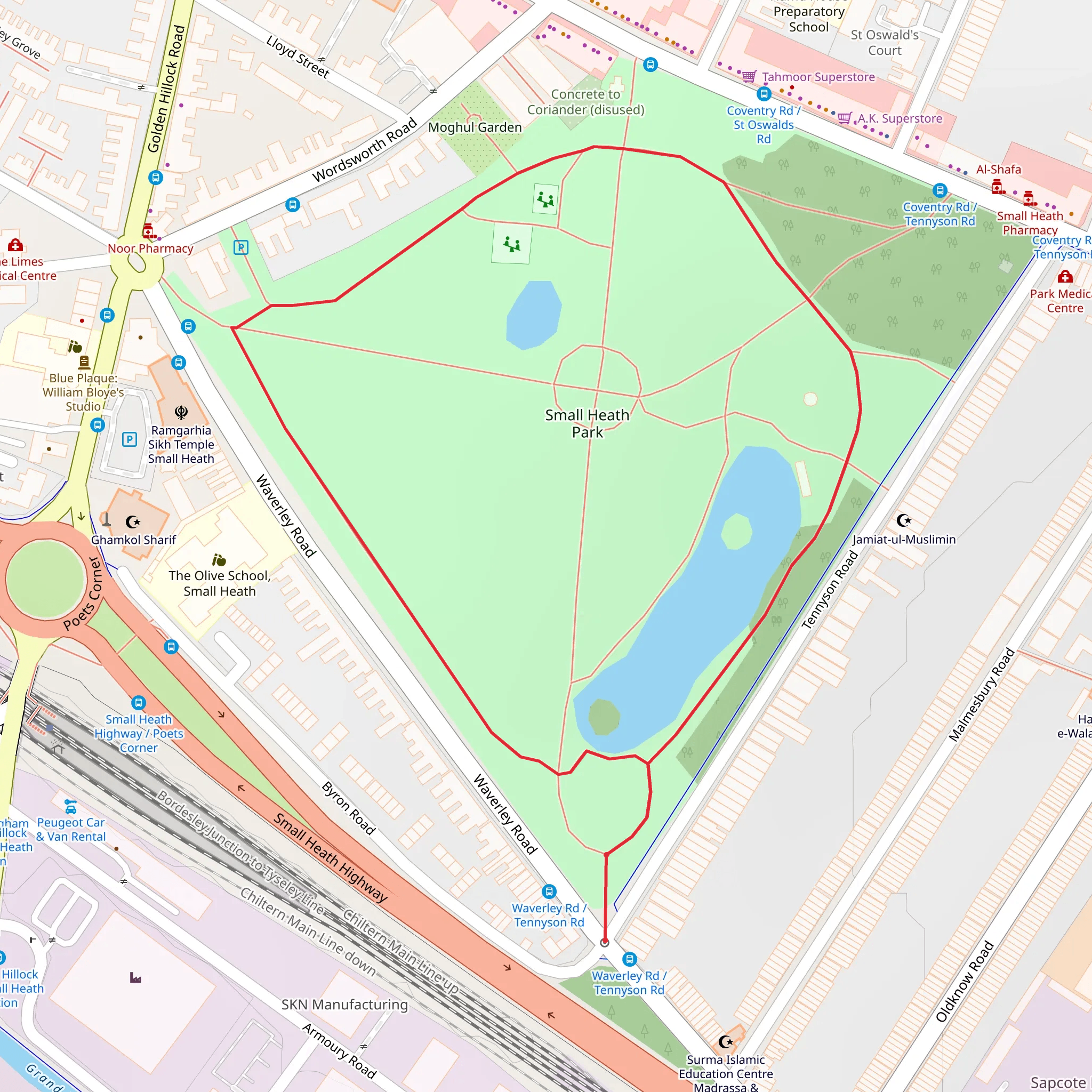 Small Heath Park Loop mobile static map