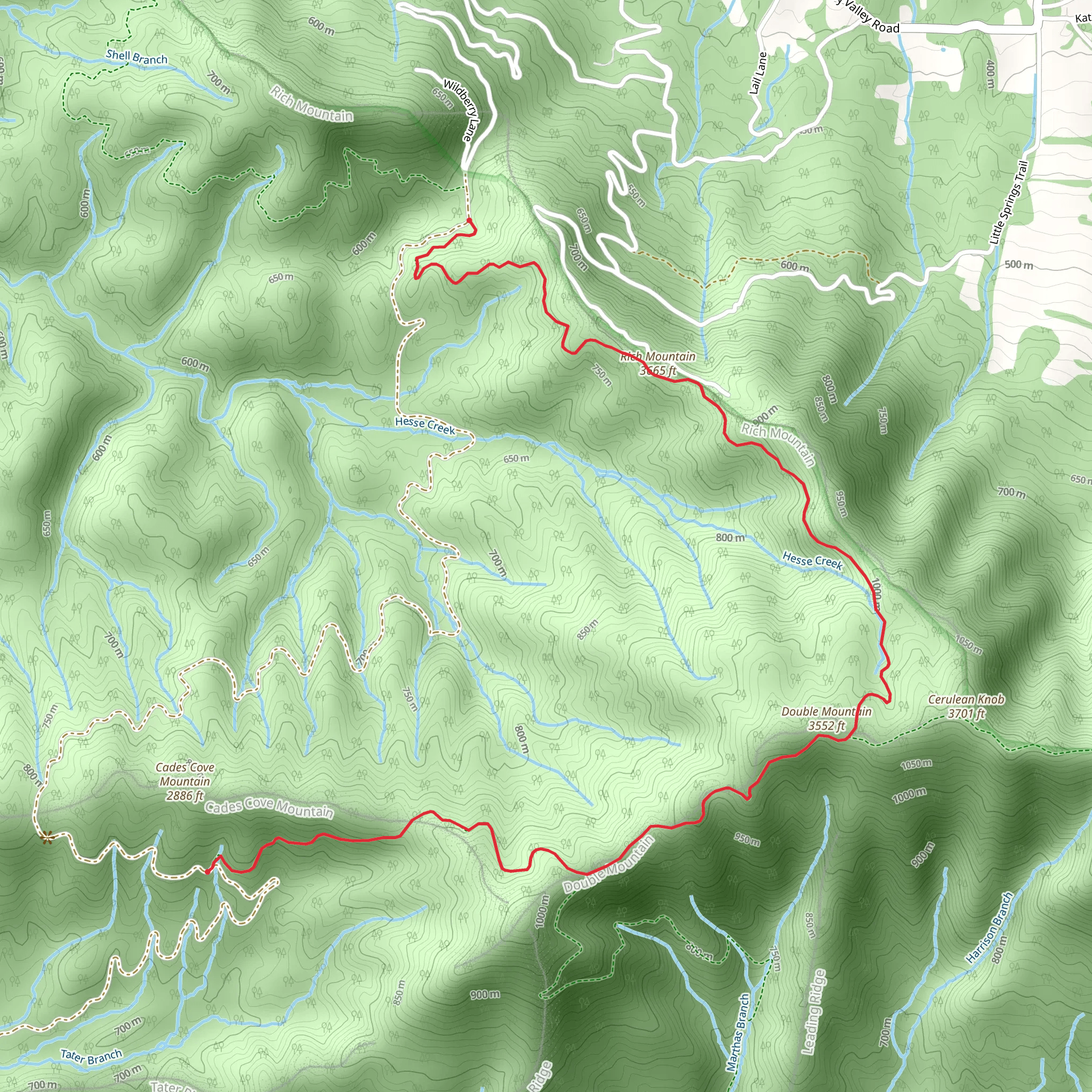 Rich Mountain Trail and Indian Grave Gap Trail mobile static map