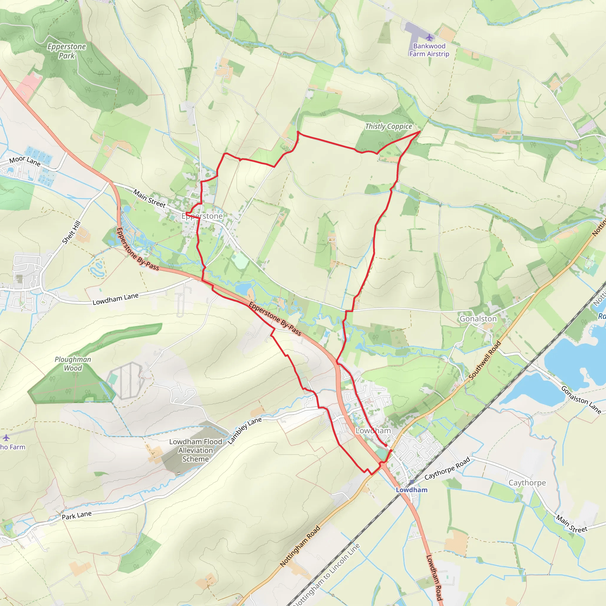 Lowdham - Epperstone and Thurgarton mobile static map