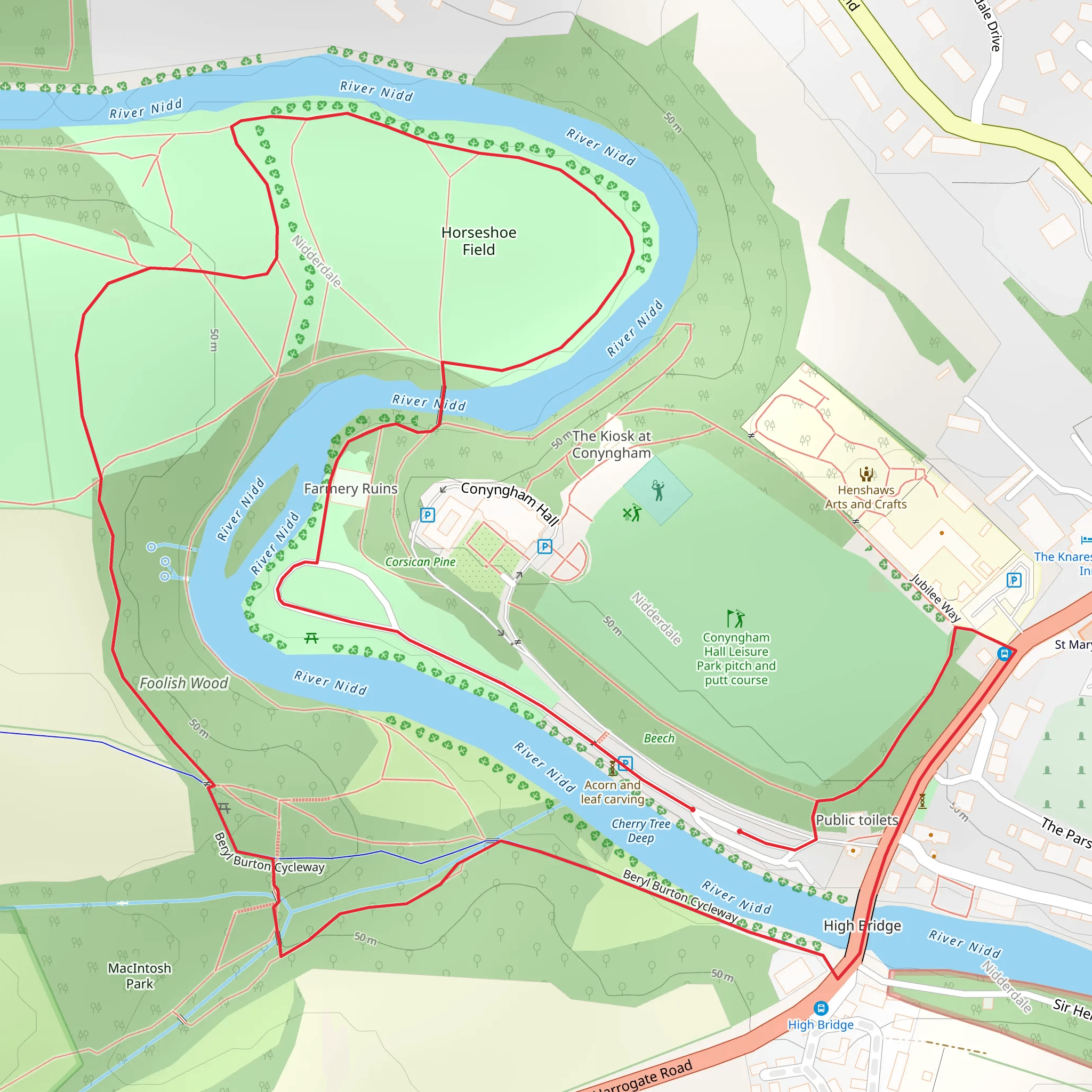 Foolish Wood and Horseshoe Field Loop mobile static map