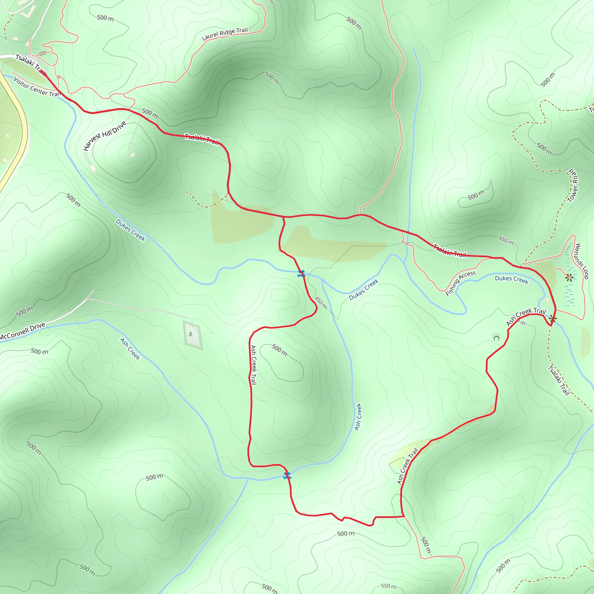 Tsalaki and Ash Creek Loop Trail mobile static map