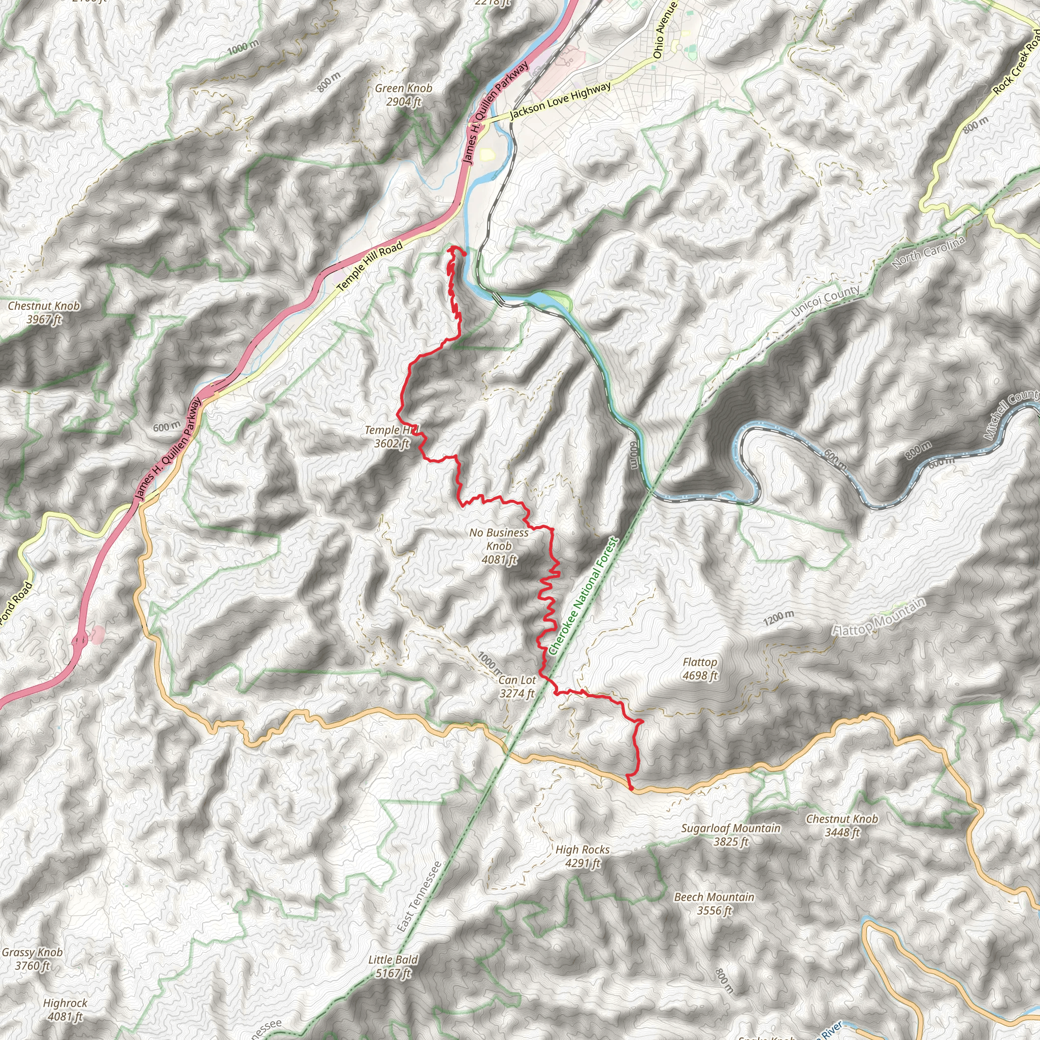 Appalachian Trail from Spivey Gap mobile static map