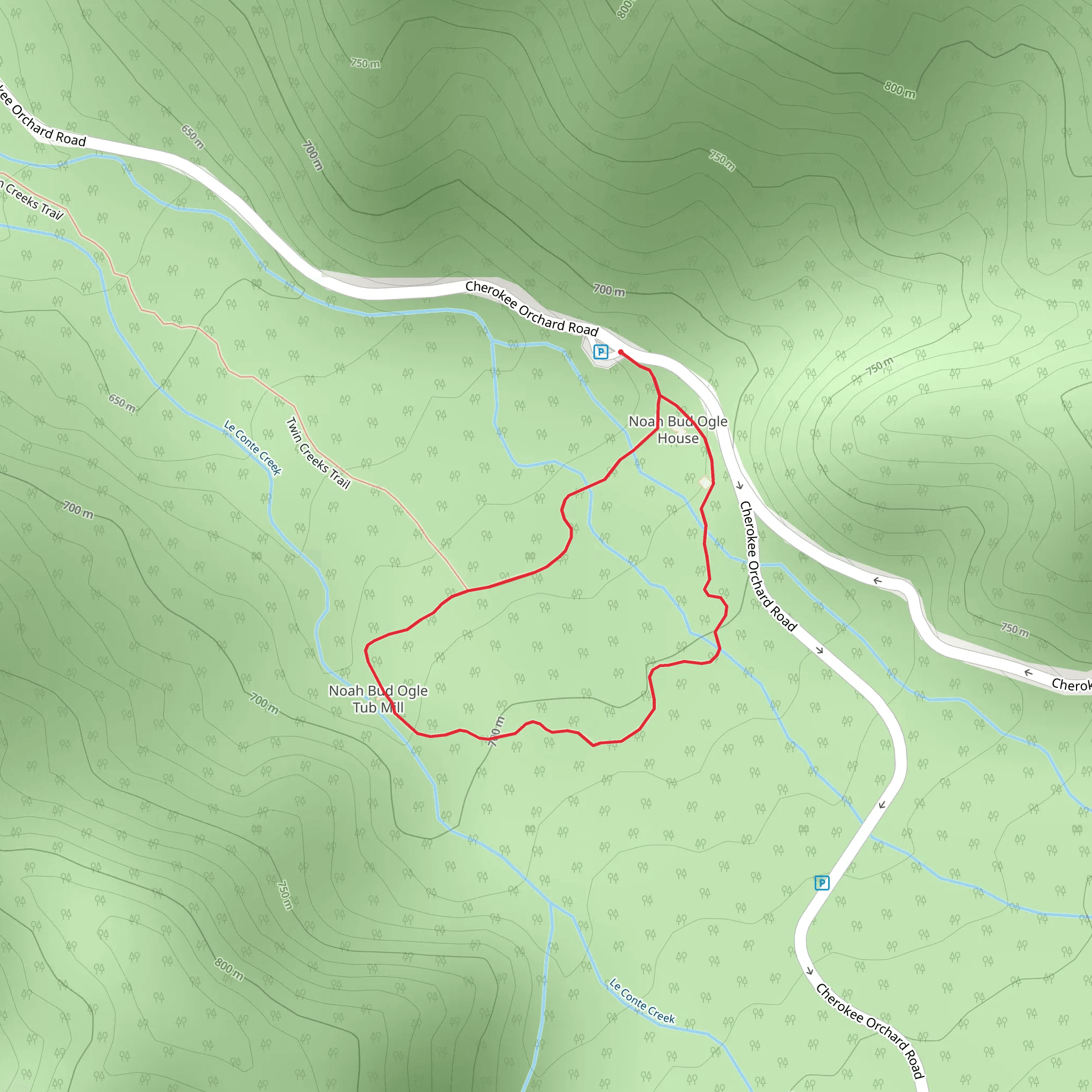 Noah 'Bud' Ogle Place Nature Loop Trail mobile static map