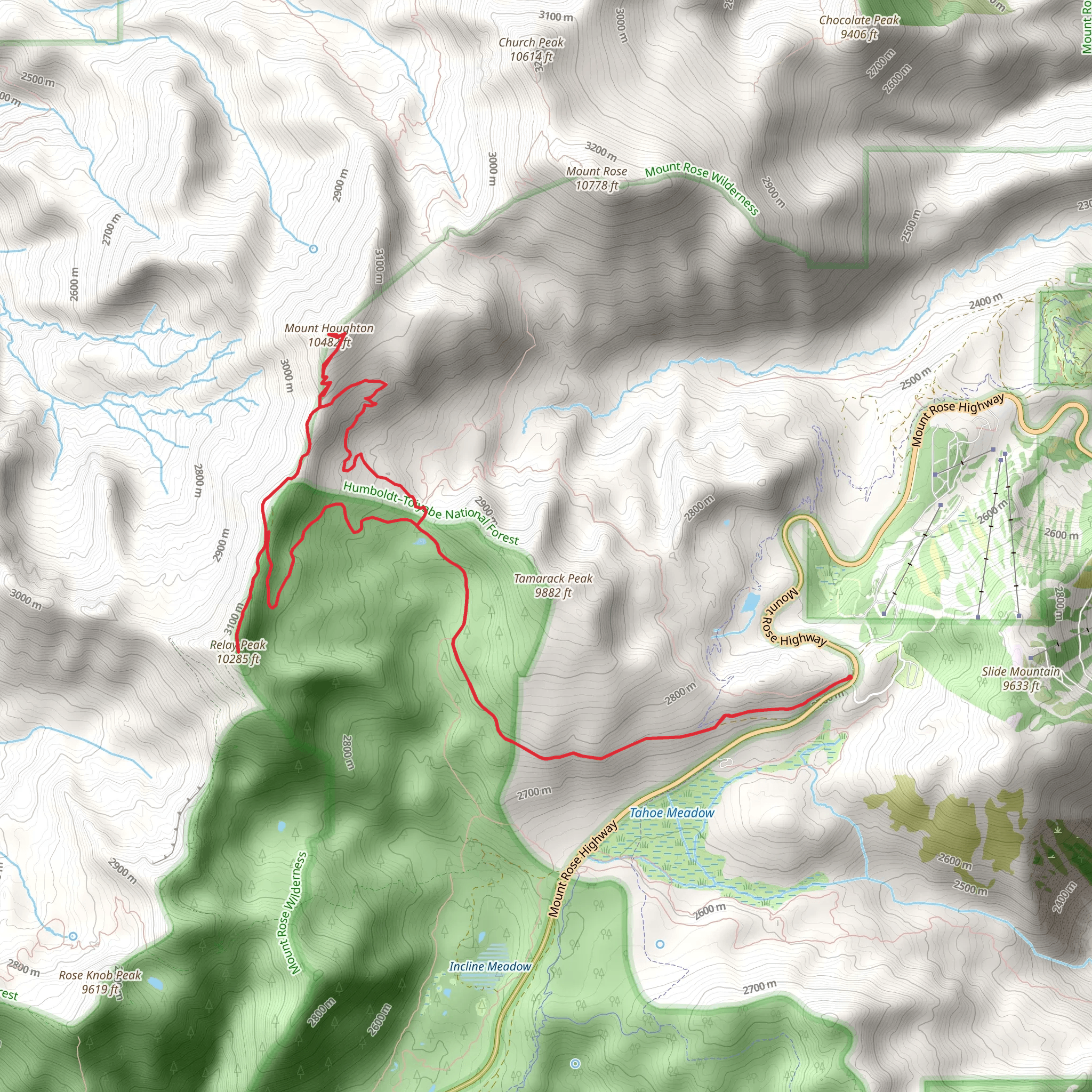Mount Houghton and Relay Peak Loop mobile static map
