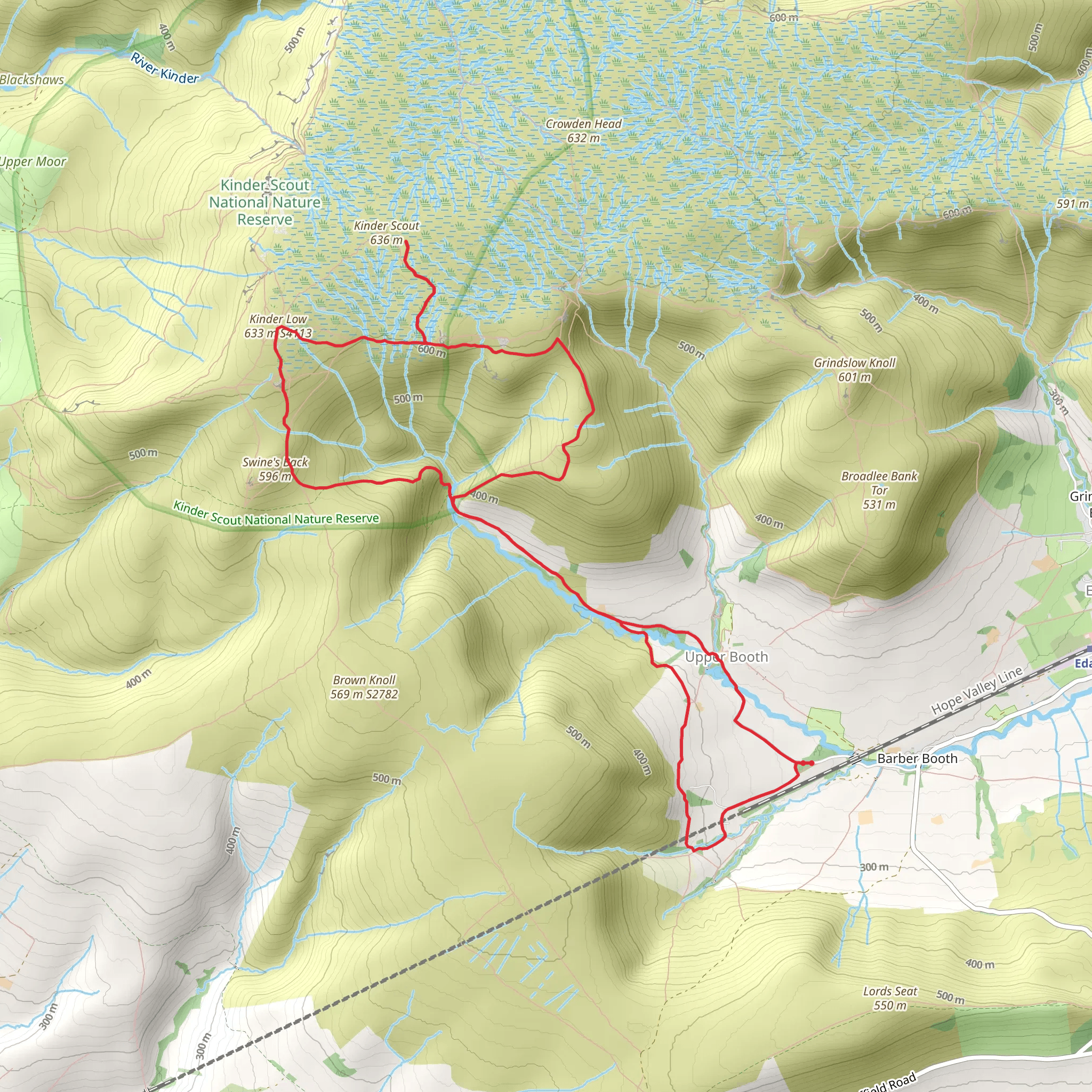Kinder Low and Kinder Scout Walk mobile static map