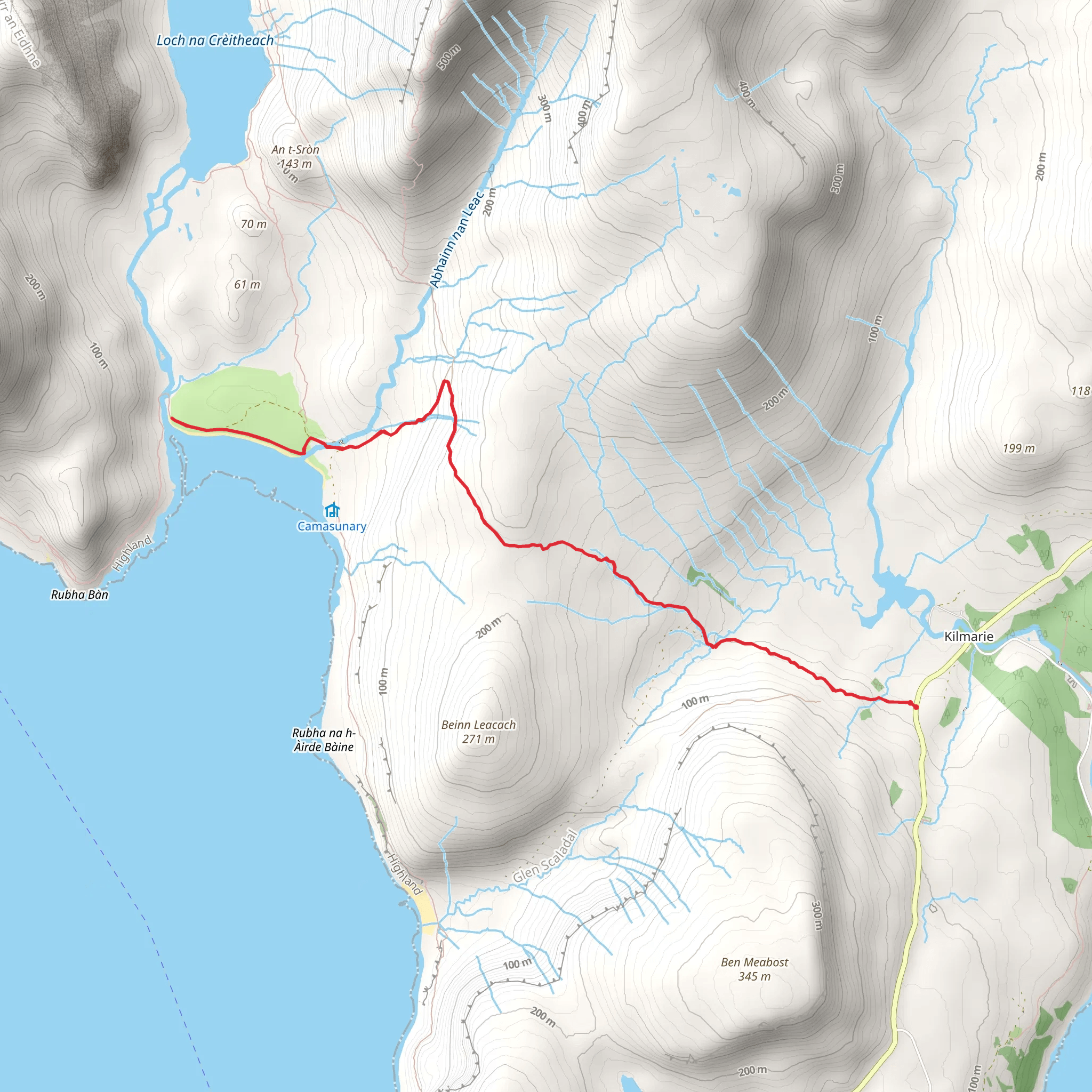 Kilmarie to Camasunary Walk mobile static map