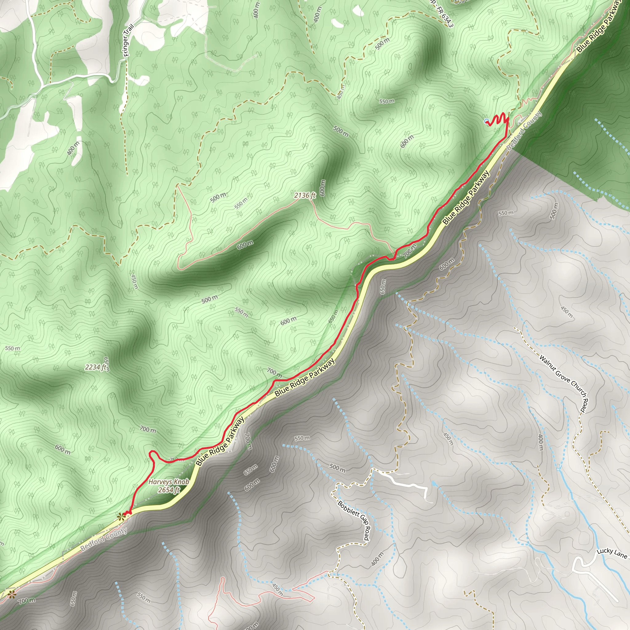 Appalachian Trail from Harveys Knob mobile static map