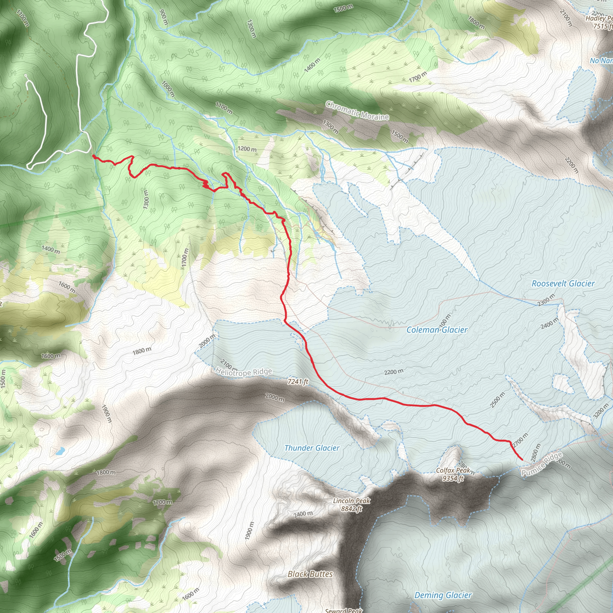 Heliotrope Ridge Trail and Coleman Deming Route mobile static map