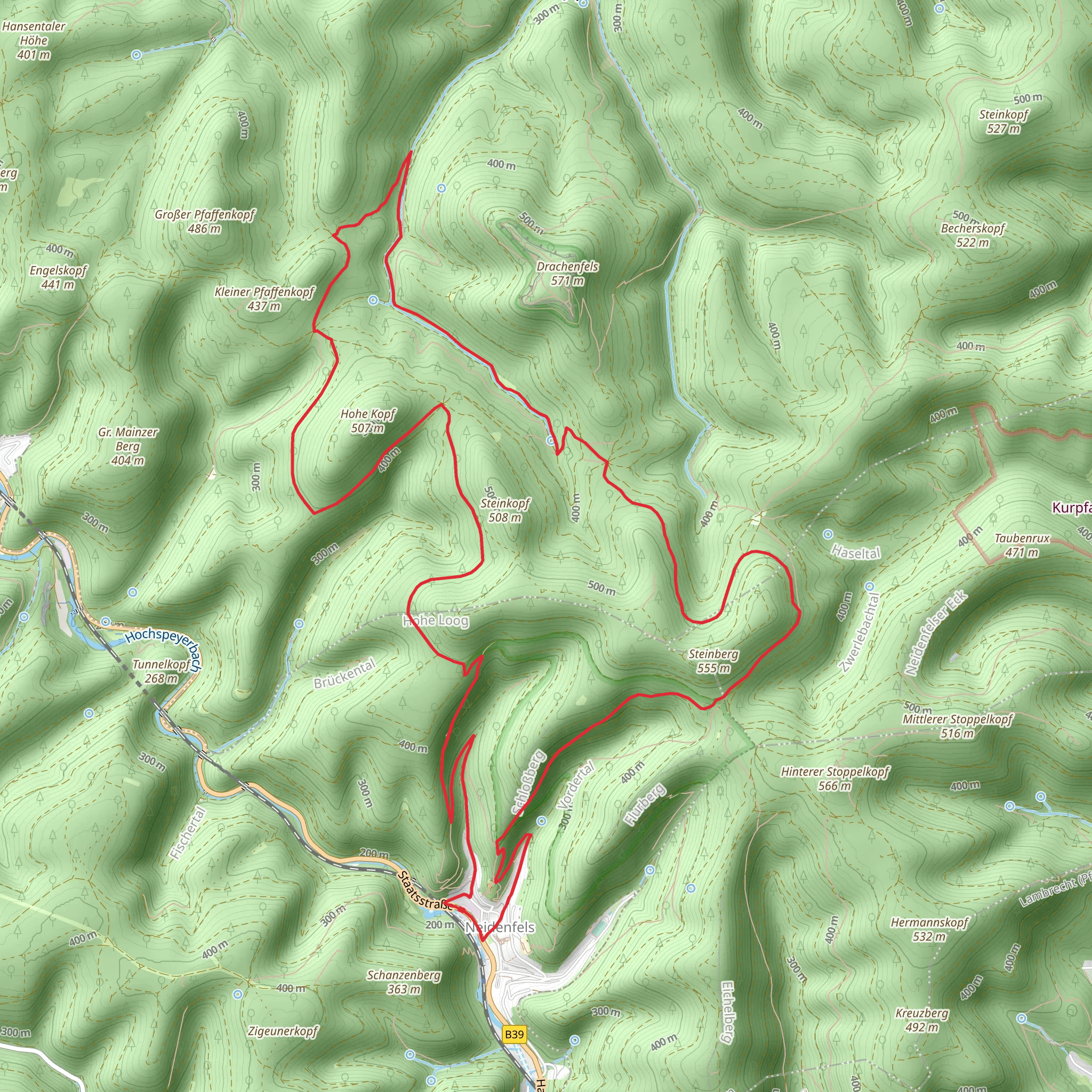 Neidenfels Loop via Hohe Kopf mobile static map
