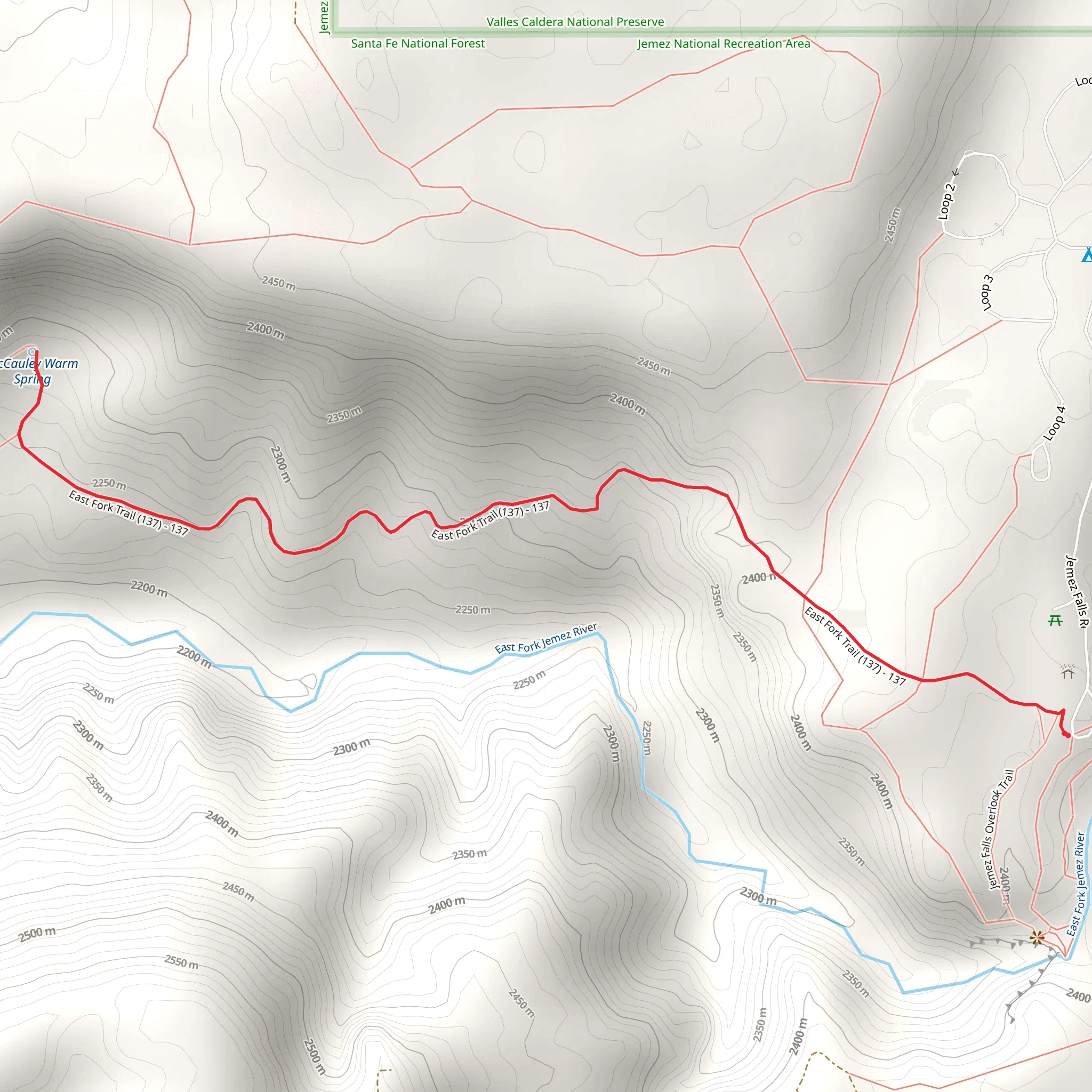 East Fork Trail Out and Back mobile static map