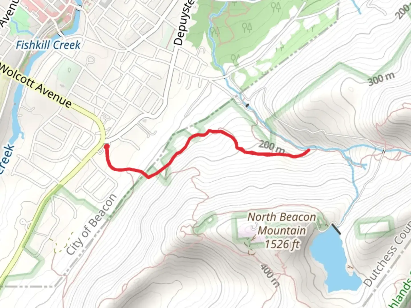 An image depicting the trail Dry Brook from Hawland Avenue and its surrounding area.