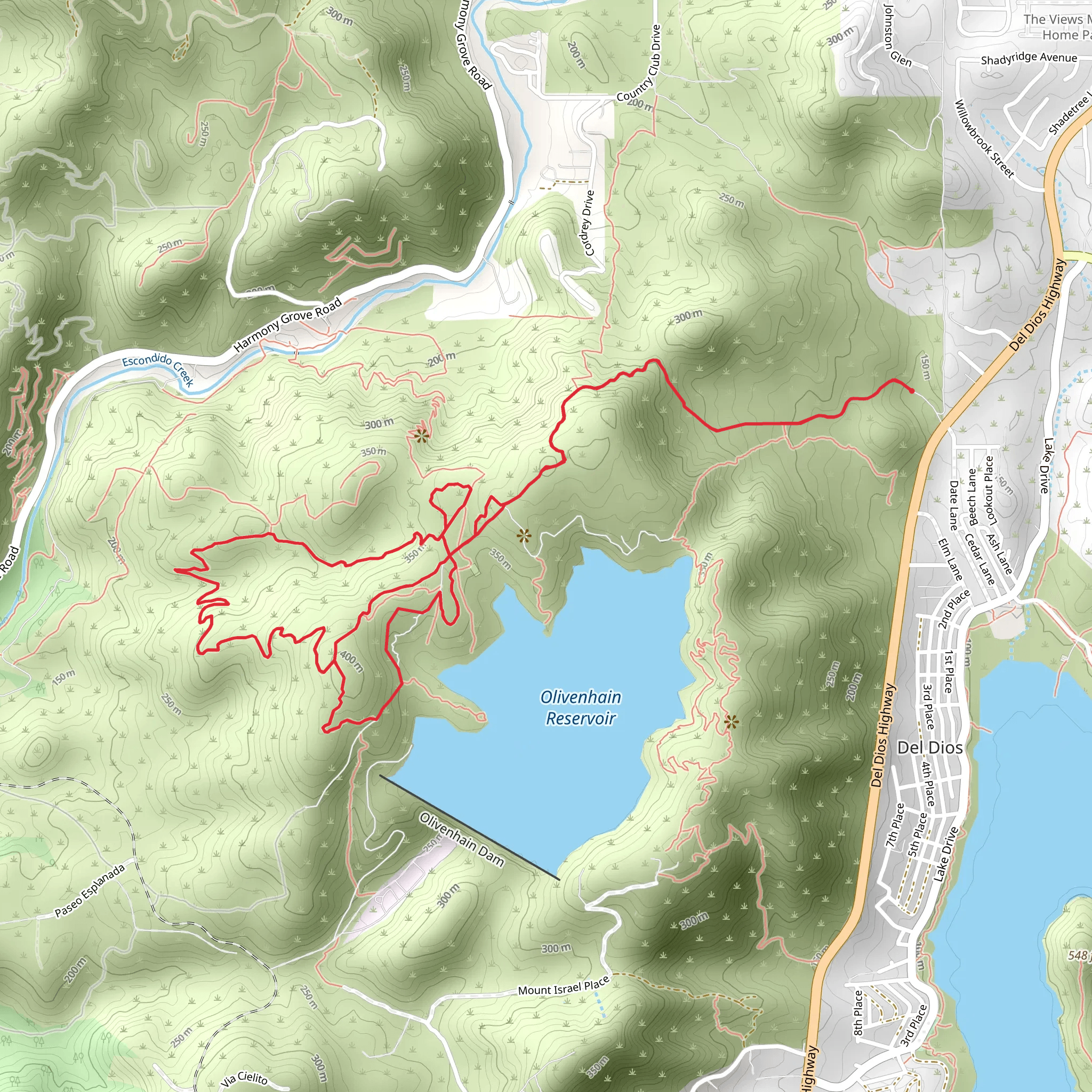 Olivenhain Reservoir - Equine Incline Loop Trail mobile static map