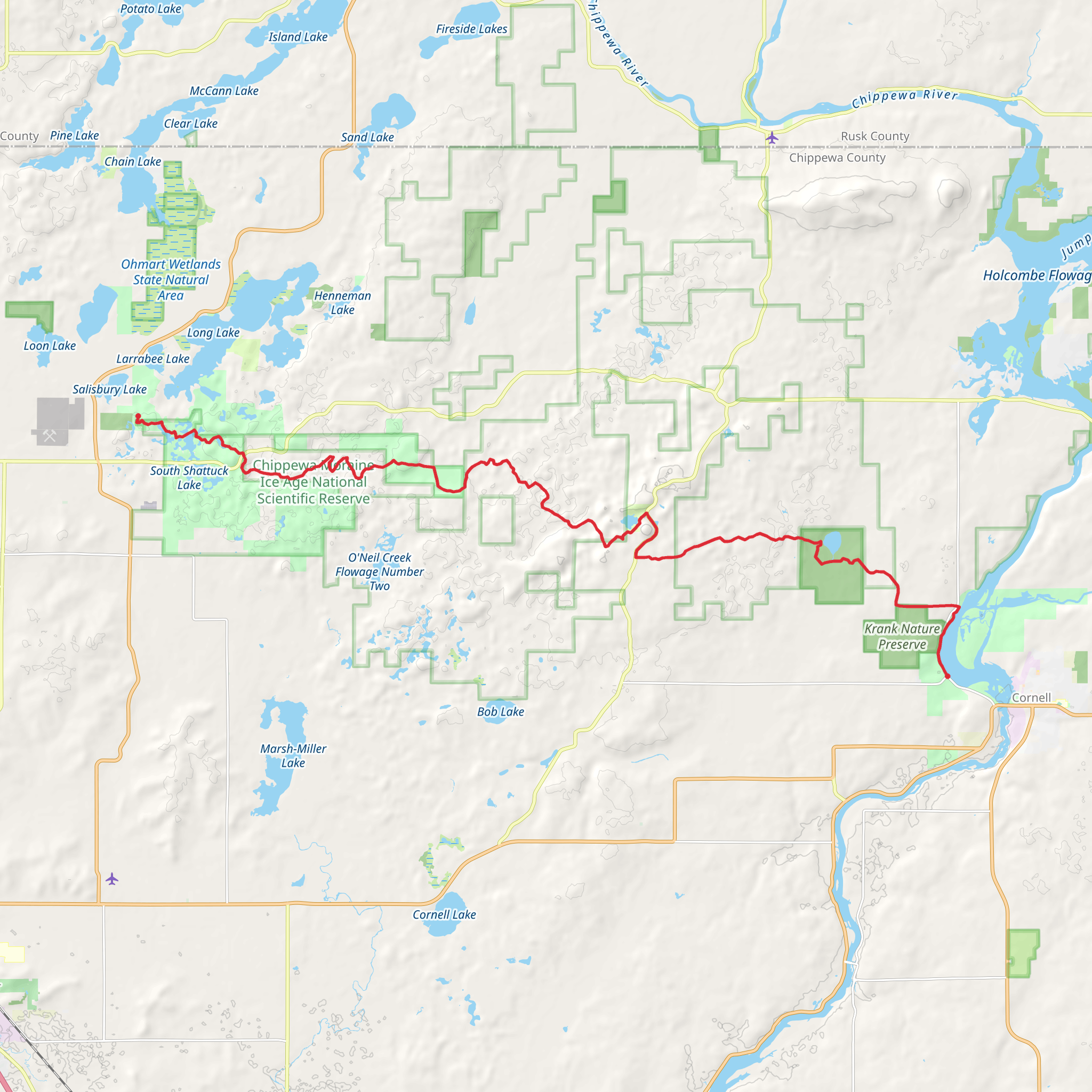 Ice Age National Scenic Trail - Chippewa Moraine mobile static map