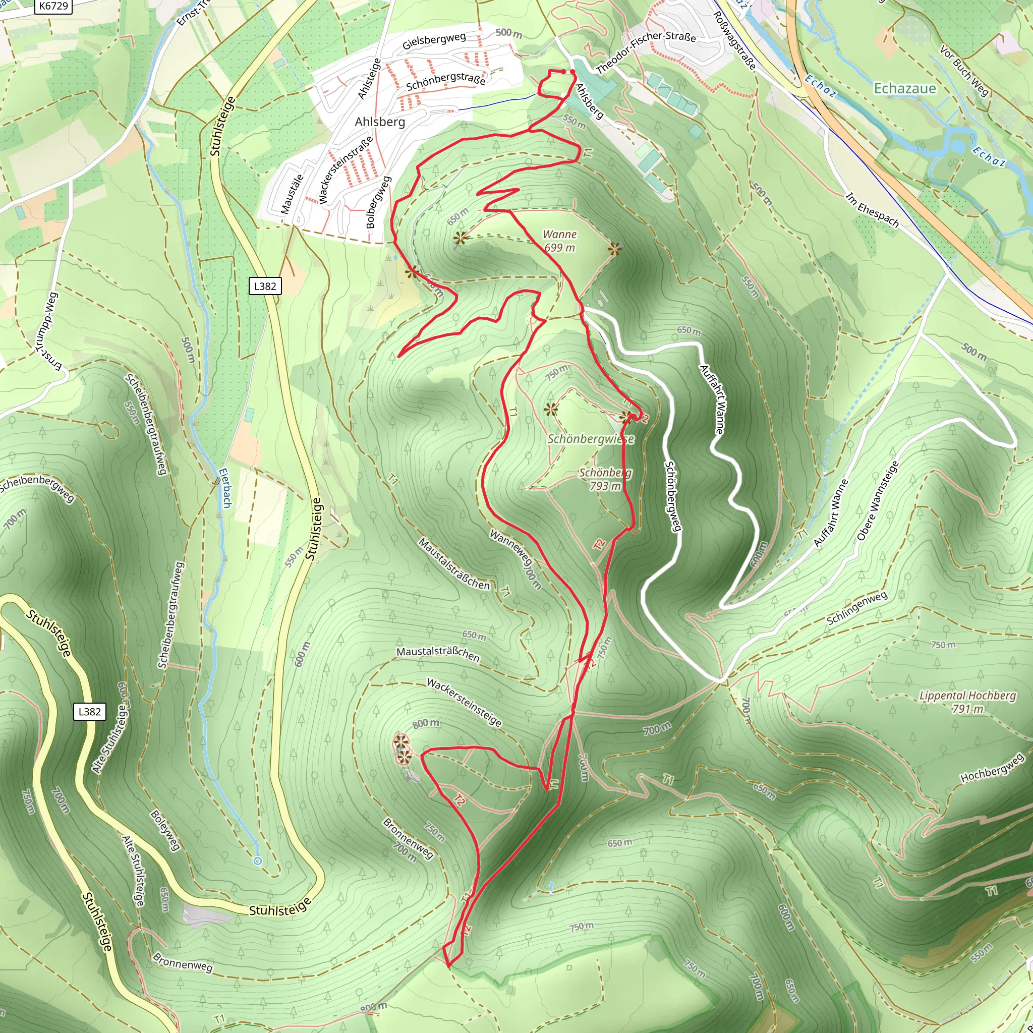 Ahlsberg, Wackerstein and Schönberg Loop mobile static map