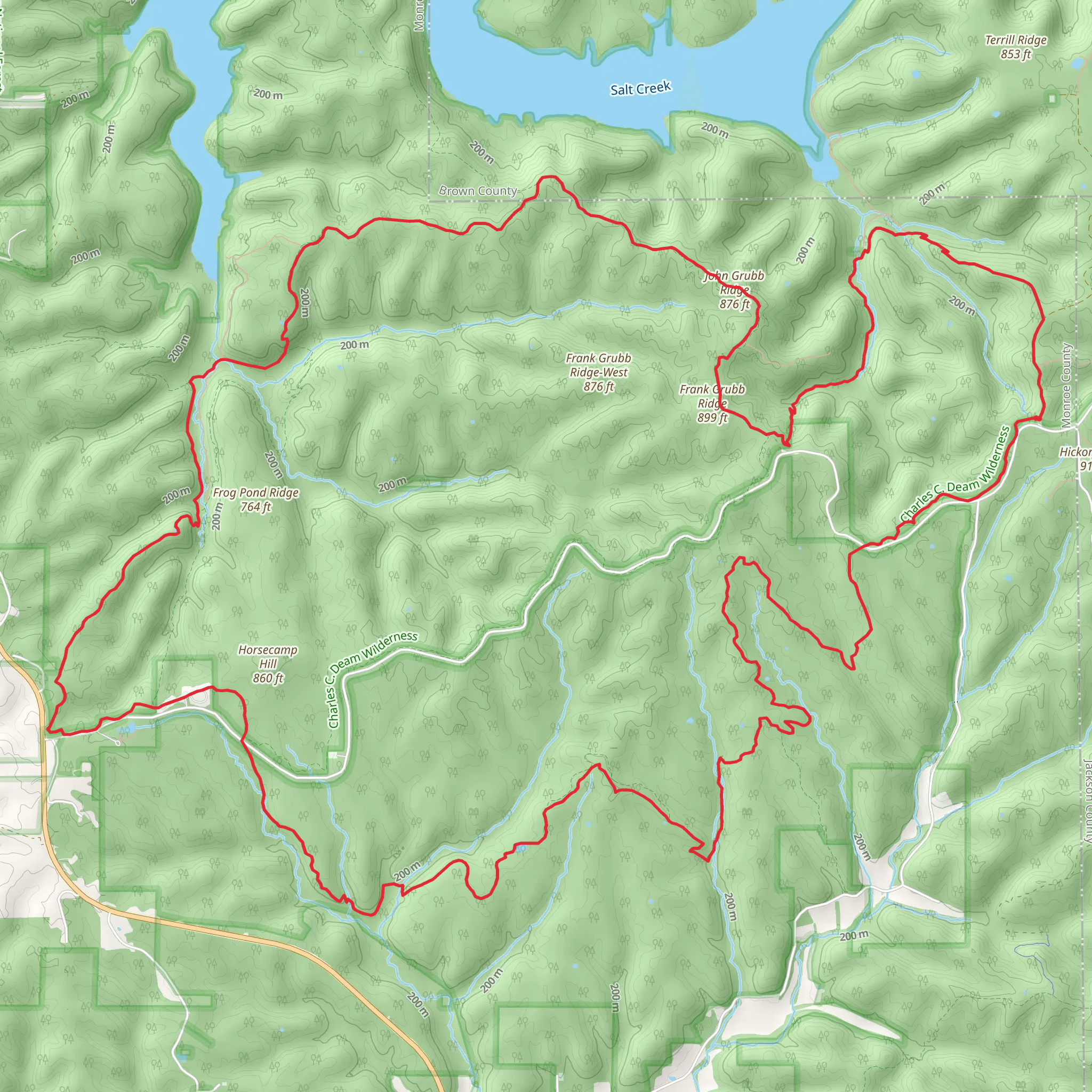 Axsom Branch, John Grubb Ridge, Hayes and Cope Hollow Loop Trail mobile static map