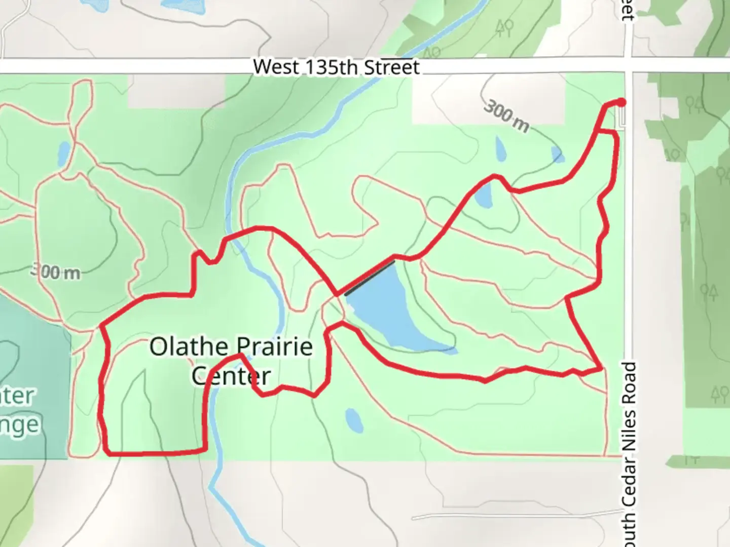 An image depicting the trail Olathe Prairie Center Loop and its surrounding area.