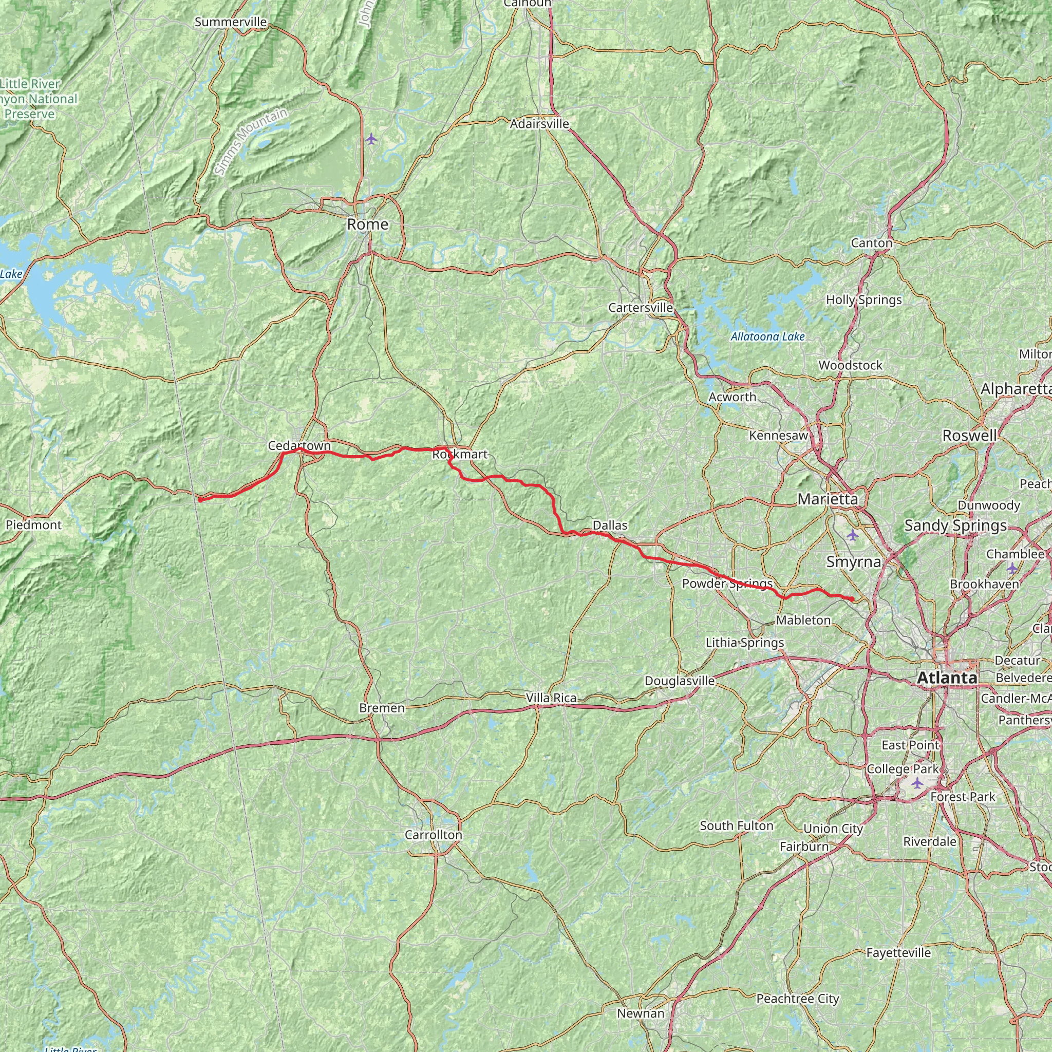 Silver Comet Trail mobile static map