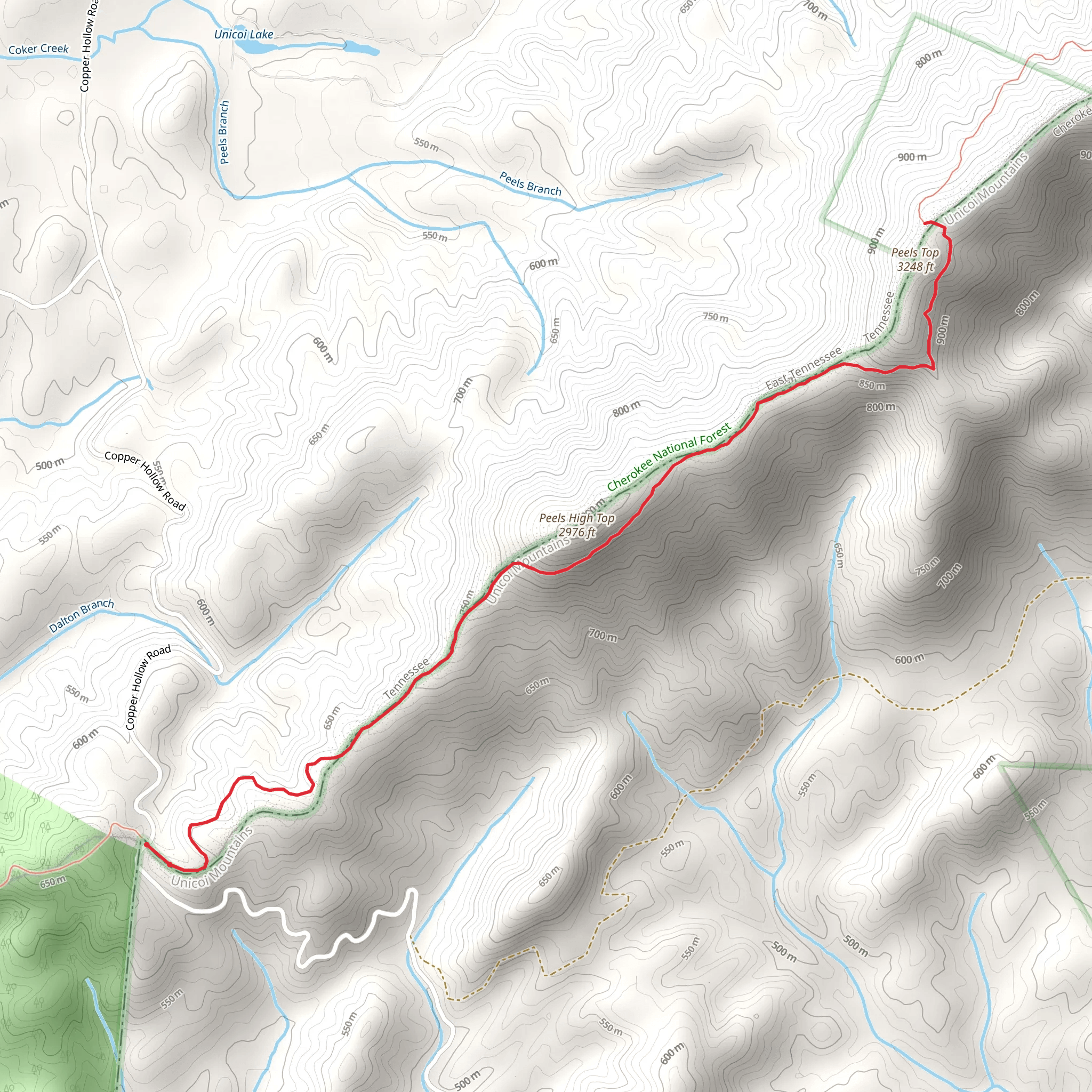 Peels Top via Unicoi Gap mobile static map