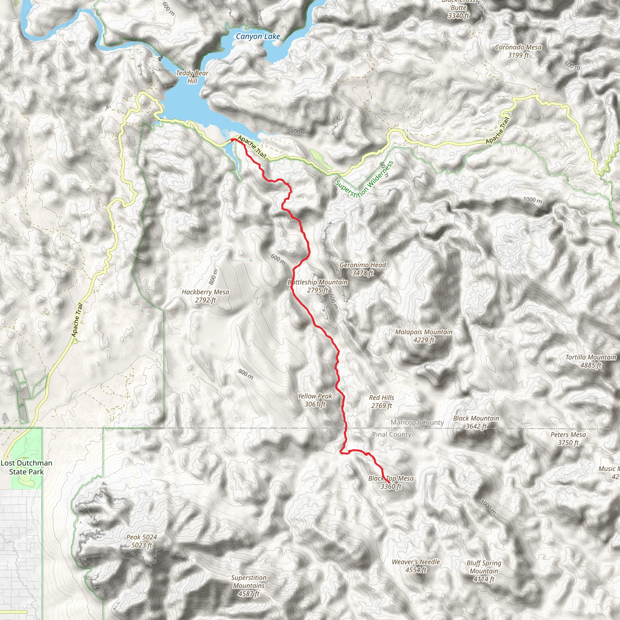 Black Top Mesa Trail mobile static map