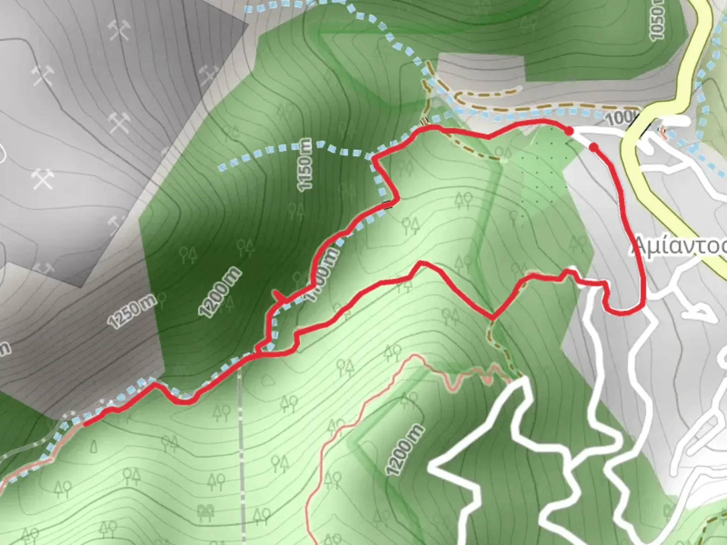 An image depicting the trail Loumata ton Aeton and its surrounding area.