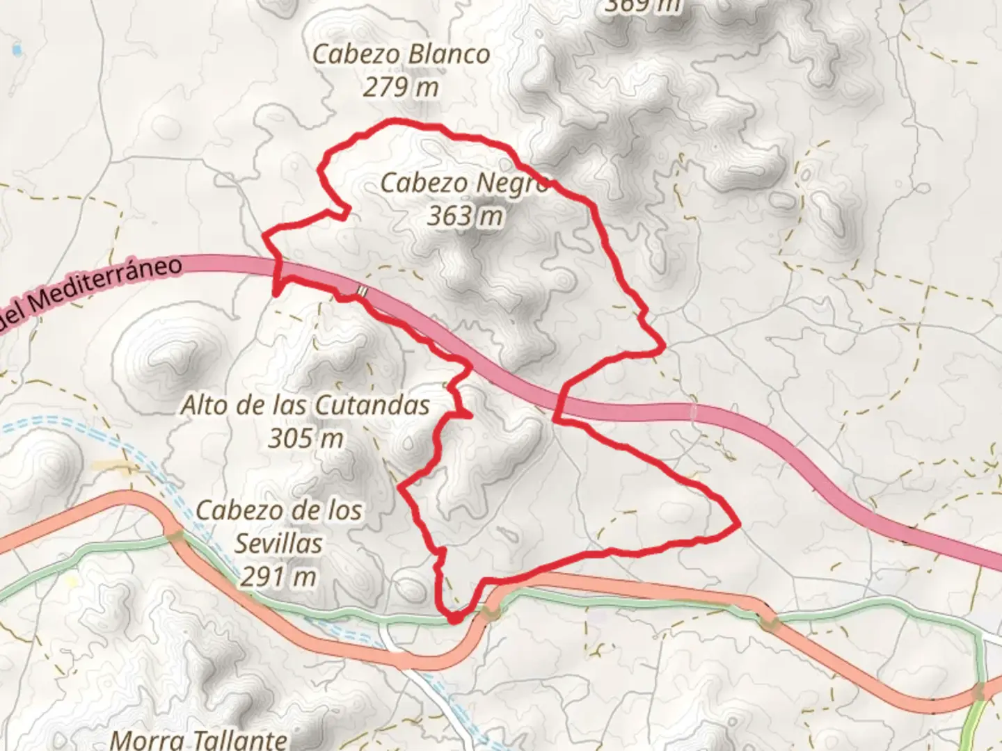 An image depicting the trail Los Puertos de Santa Bárbara Trail PR MU 106 and its surrounding area.