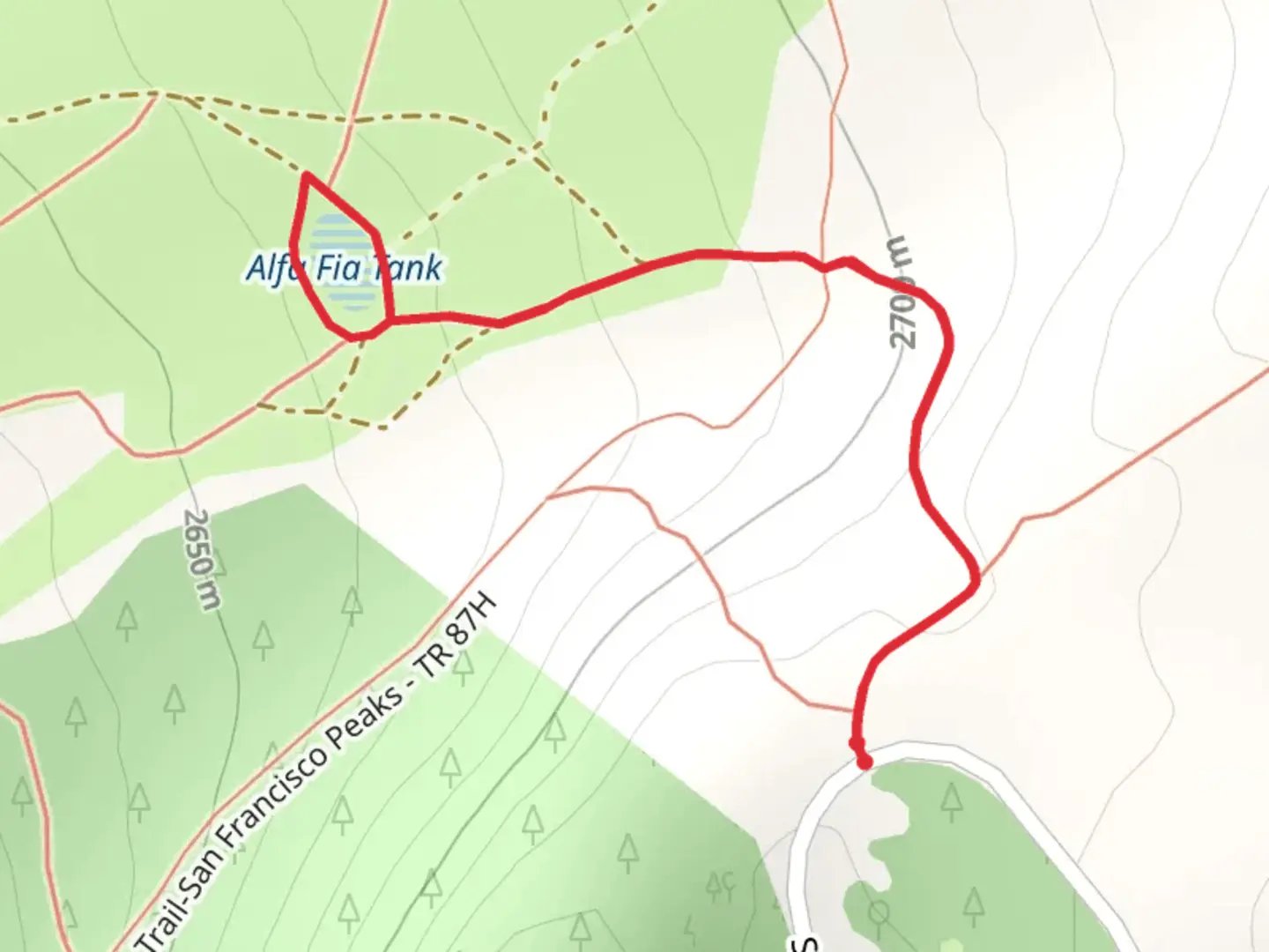 An image depicting the trail Alfa Fia Tank Loop and its surrounding area.