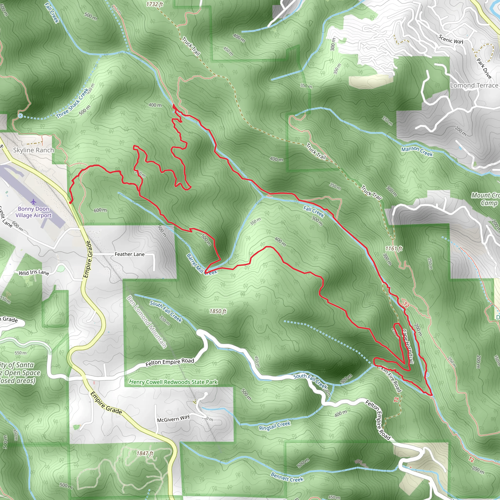 Lost Empire Trail and Falls Creek Loop Trail mobile static map