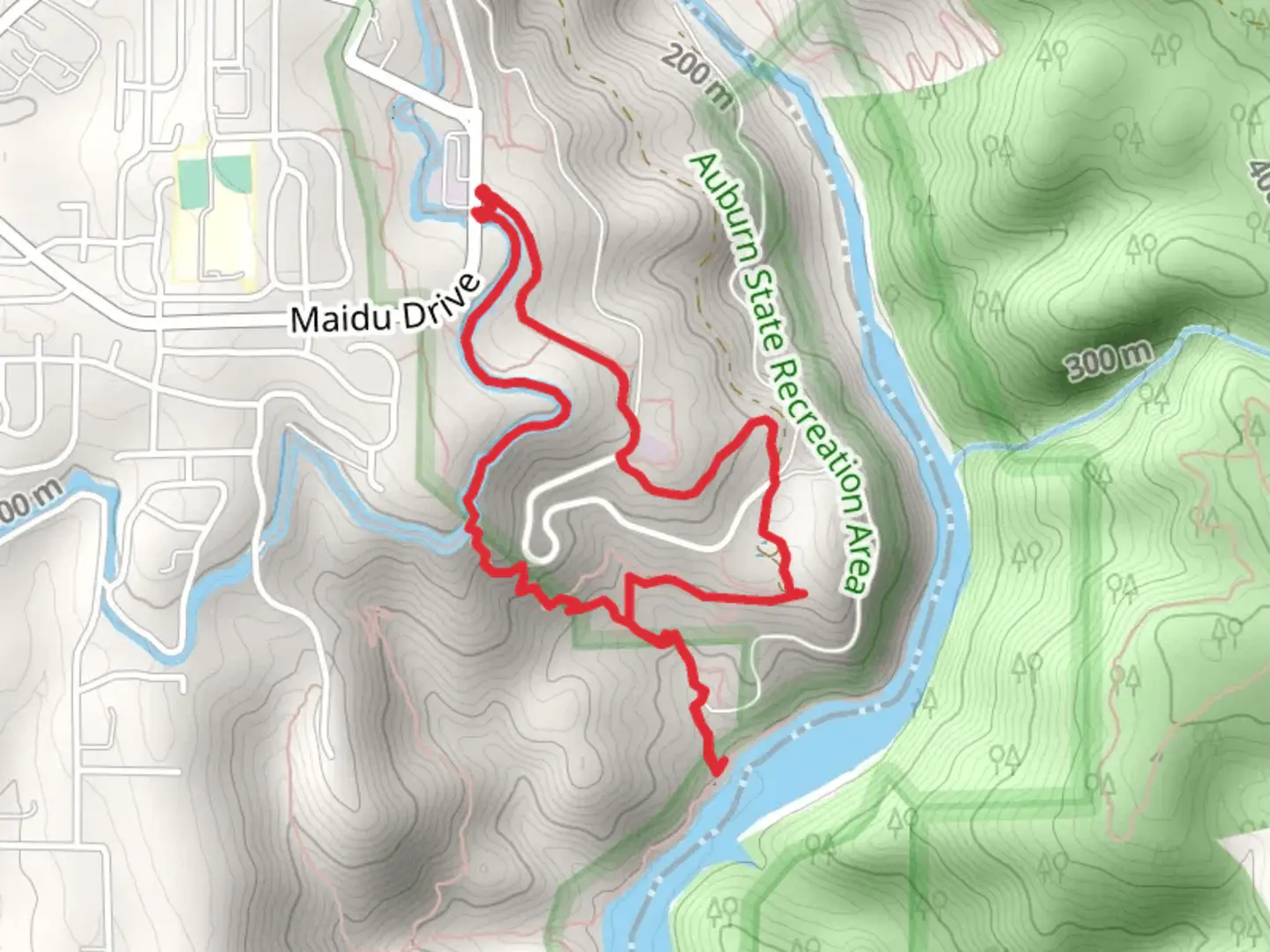 An image depicting the trail Cardiac Bypass, Pioneer Express and Shirland Canal Loop Trail and its surrounding area.