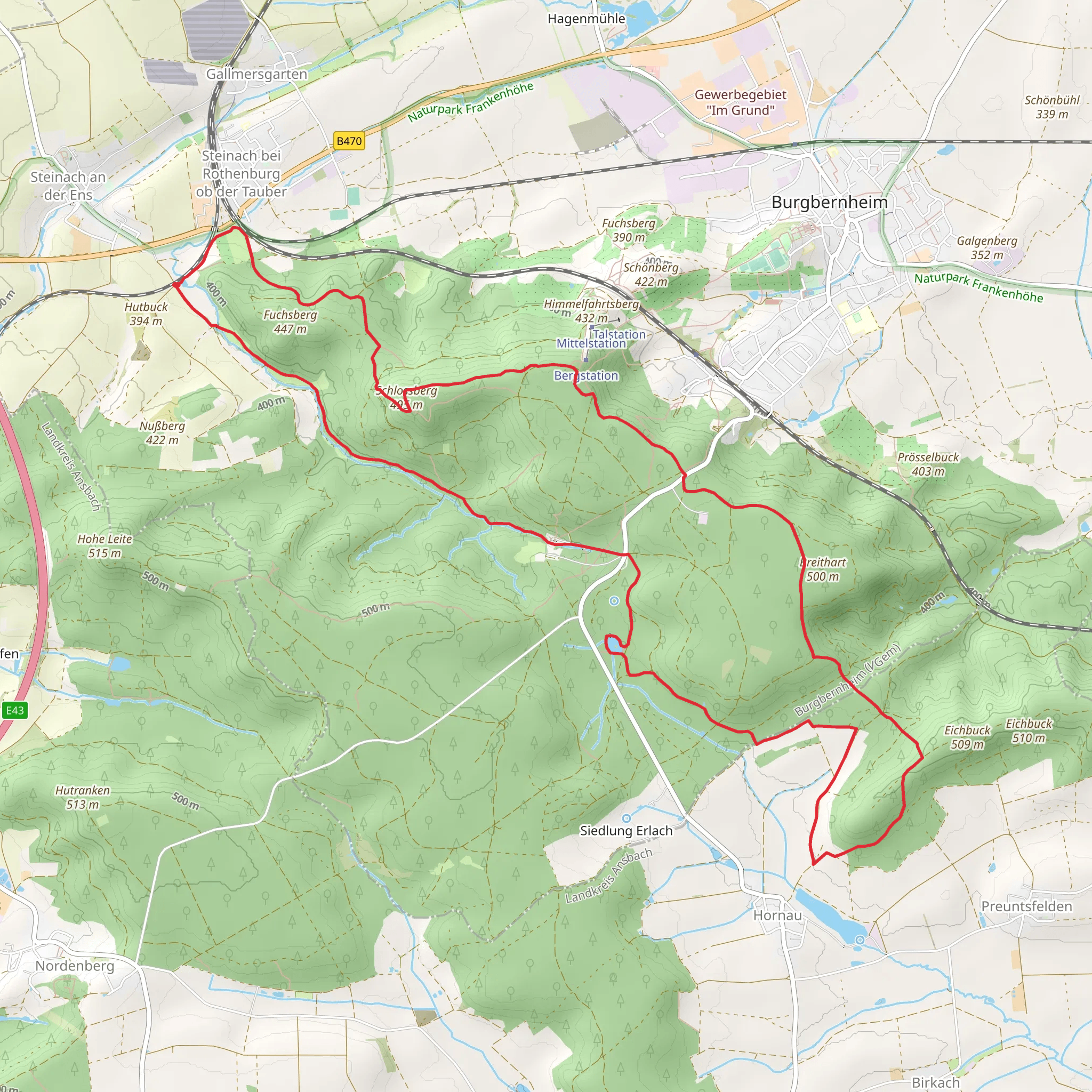 Schlossberg and Breithart Loop mobile static map