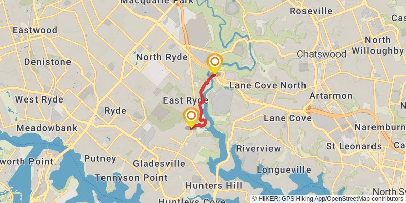 Great North Walk - Lane Cove National Park stage 2 Map