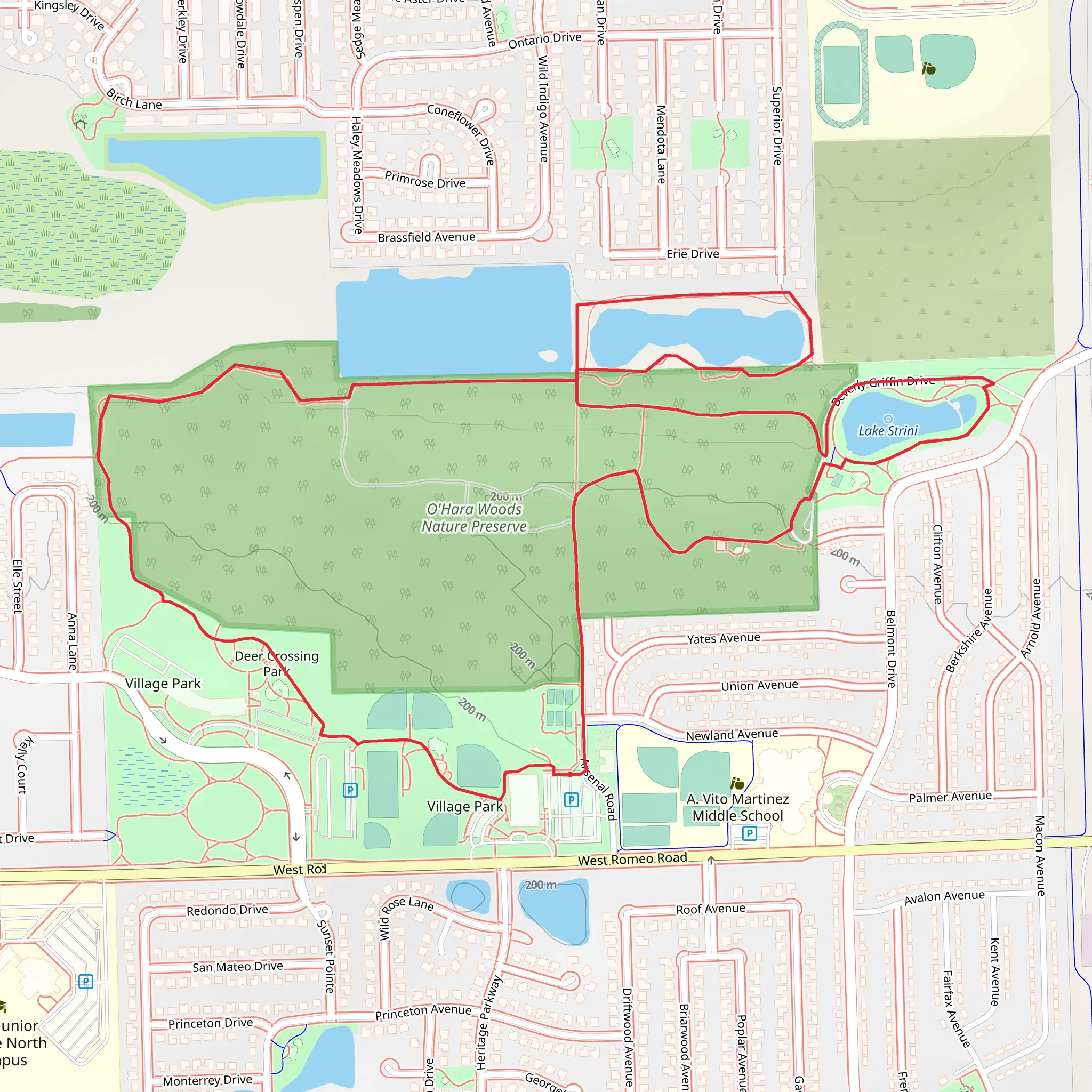 O'Hara Woods Nature Preserve Loop mobile static map