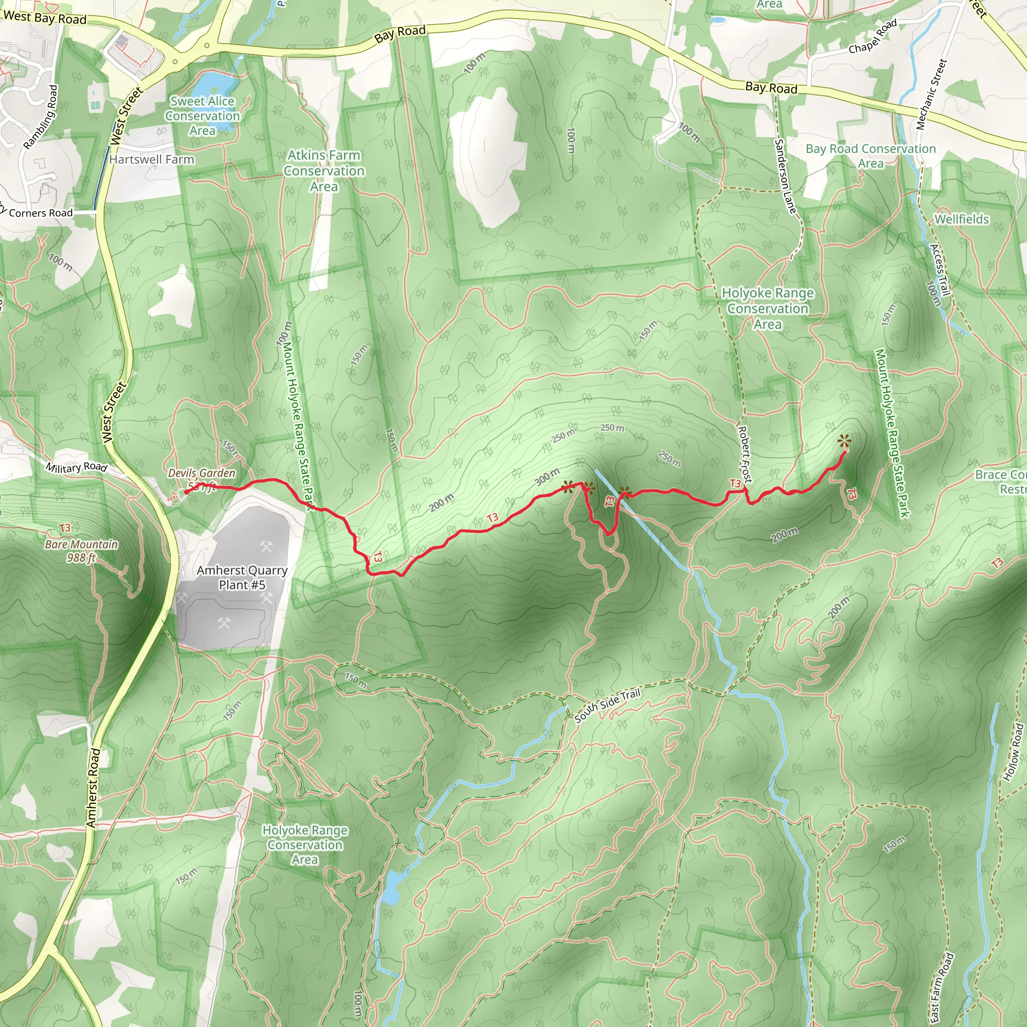 Mount Norwottock Trail via Devil's Garden mobile static map