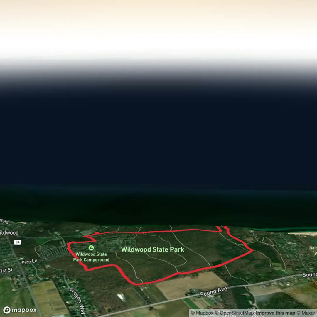 An image depicting the trail Wildwood State Park Loop and its surrounding area.