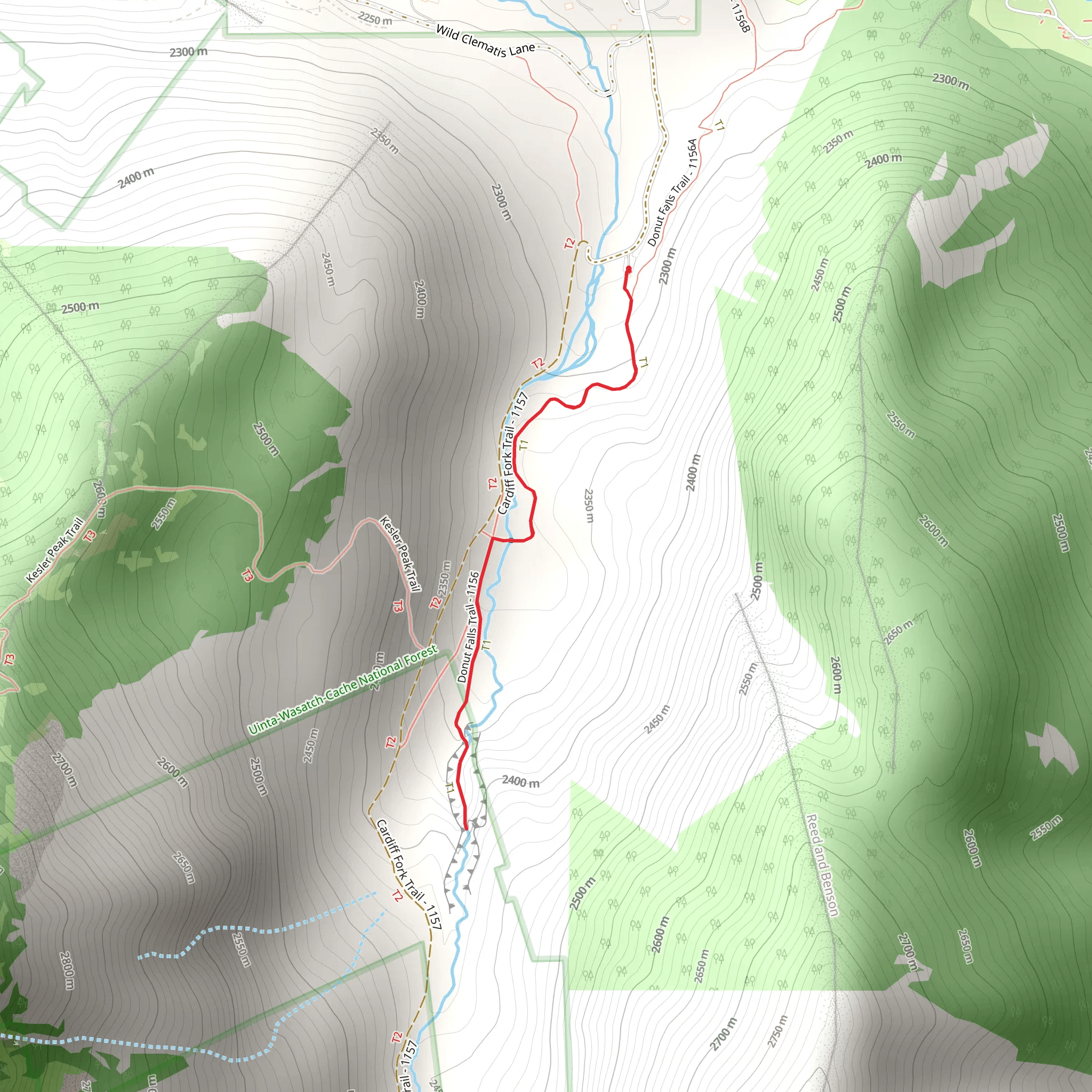 Donut Falls Trail mobile static map