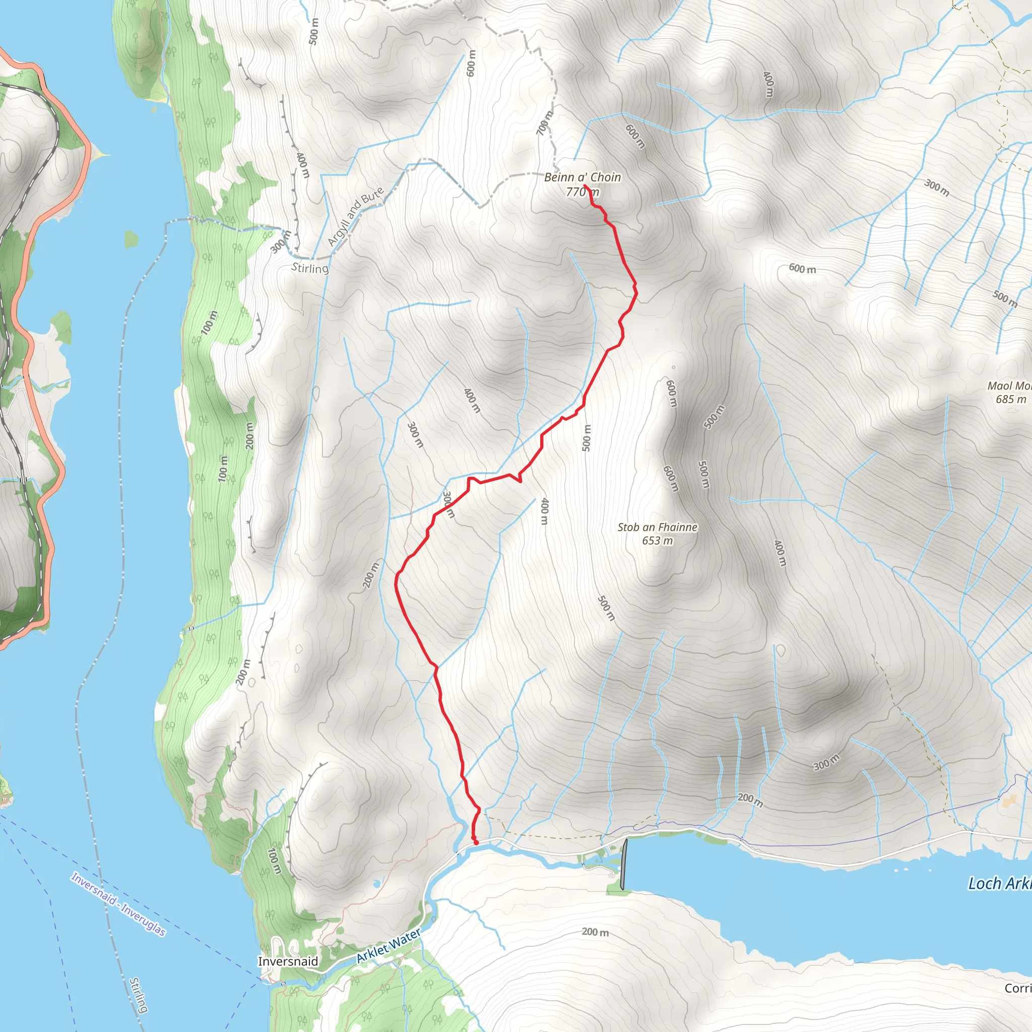 Beinn a' Choin Walk mobile static map